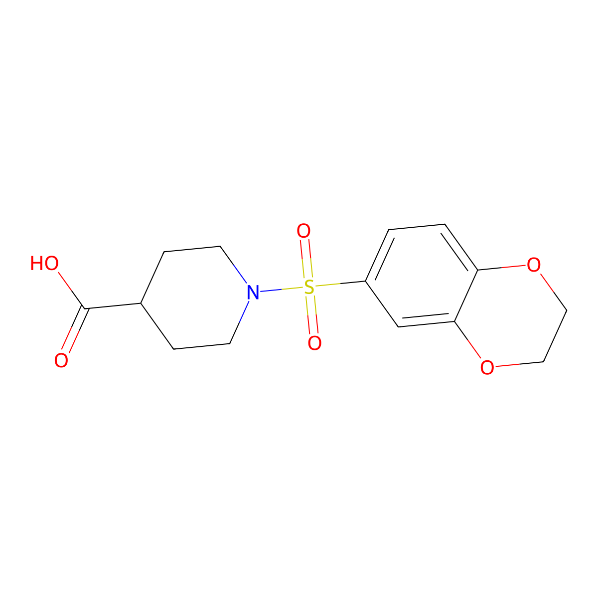 1-(2,3-Dihydro-1,4-benzodioxine-6-sulfonyl)piperidine-4-carboxylic acid molecular structure, CAS 461456-17-7