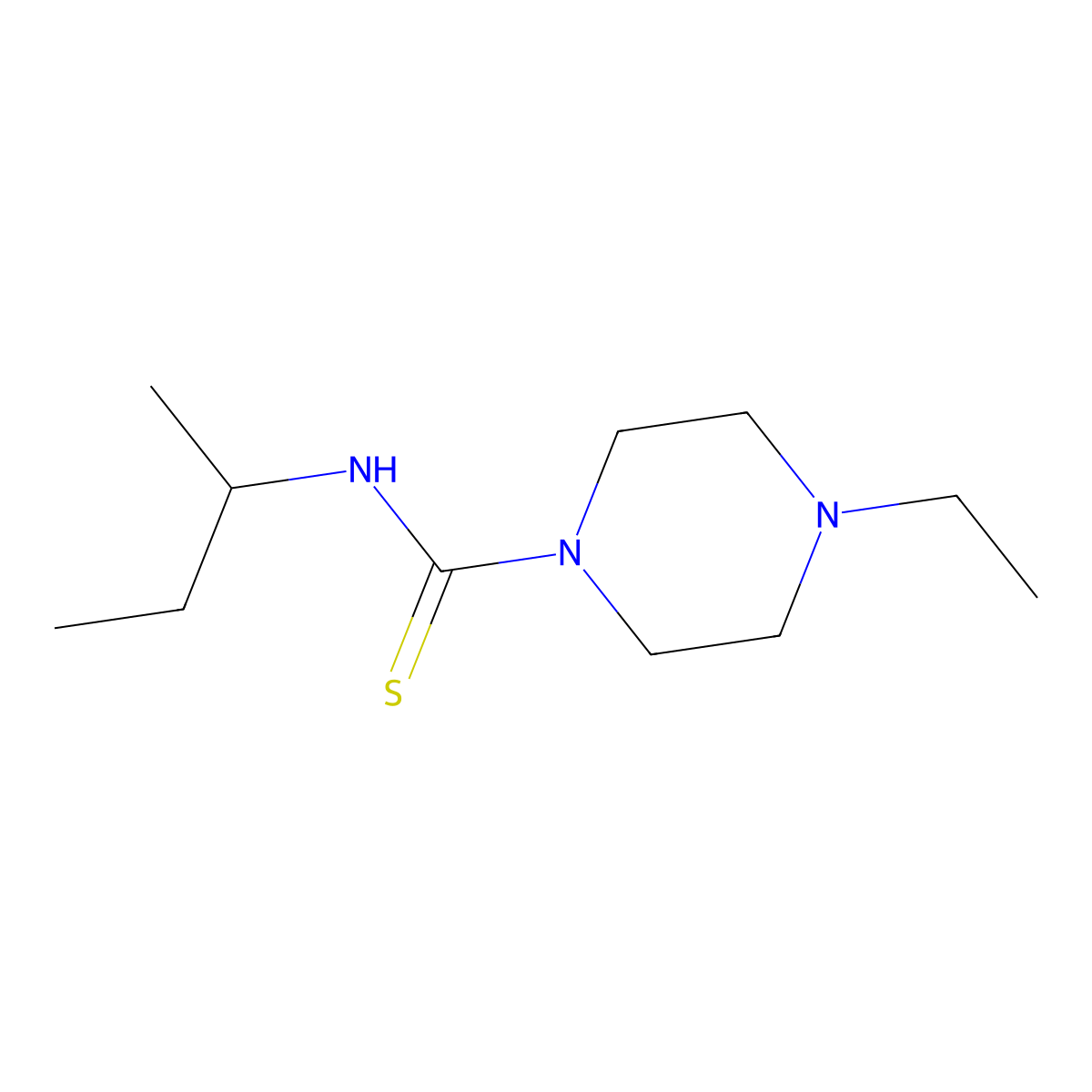 1-Piperazinecarbothioamide, 4-ethyl-N-(1-methylpropyl)- molecular structure, CAS 461456-88-2