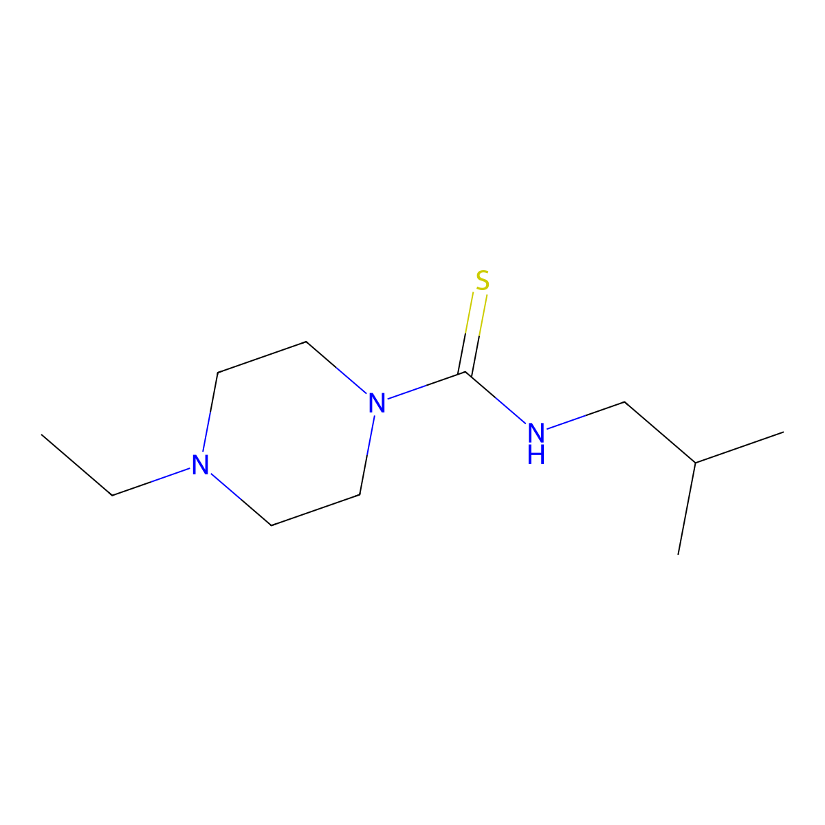 1-Piperazinecarbothioamide, 4-ethyl-N-(2-methylpropyl)- molecular structure, CAS 461456-92-8