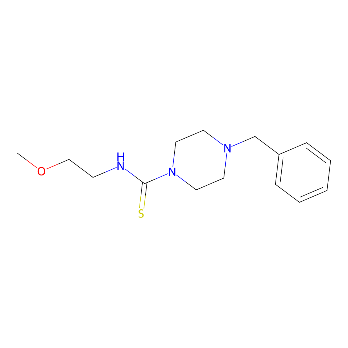 4-benzyl-N-(2-methoxyethyl)piperazine-1-carbothioamide molecular structure, CAS 461458-15-1