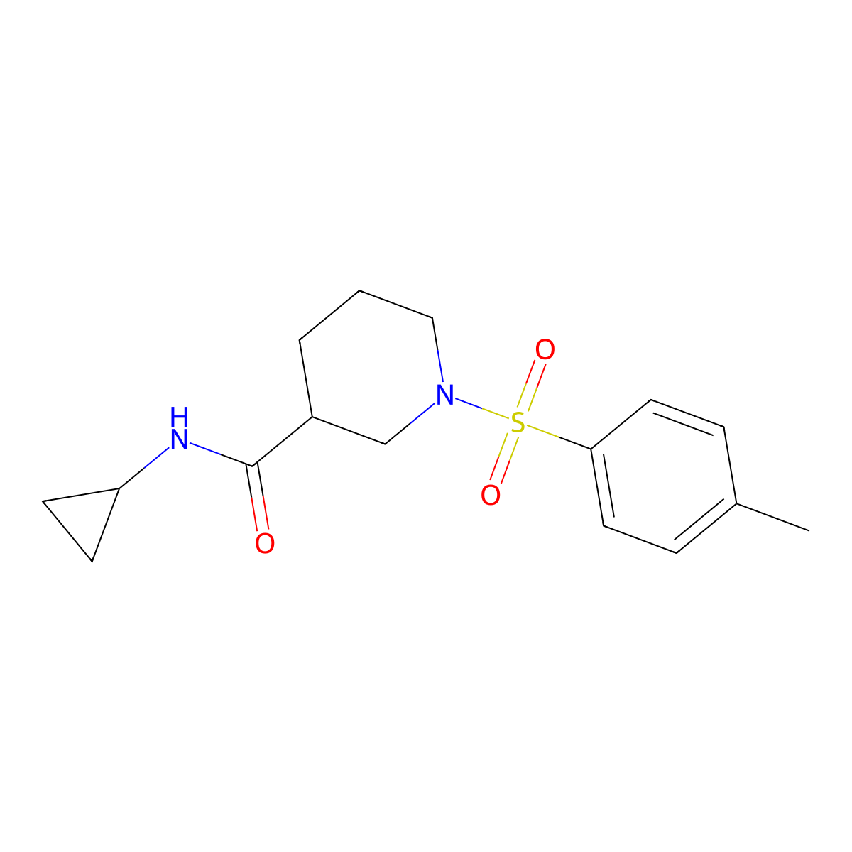 N-cyclopropyl-1-(4-methylphenyl)sulfonylpiperidine-3-carboxamide molecular structure, CAS 461458-67-3