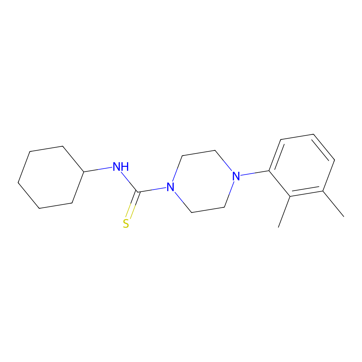 N-cyclohexyl-4-(2,3-dimethylphenyl)piperazine-1-carbothioamide molecular structure, CAS 461459-02-9