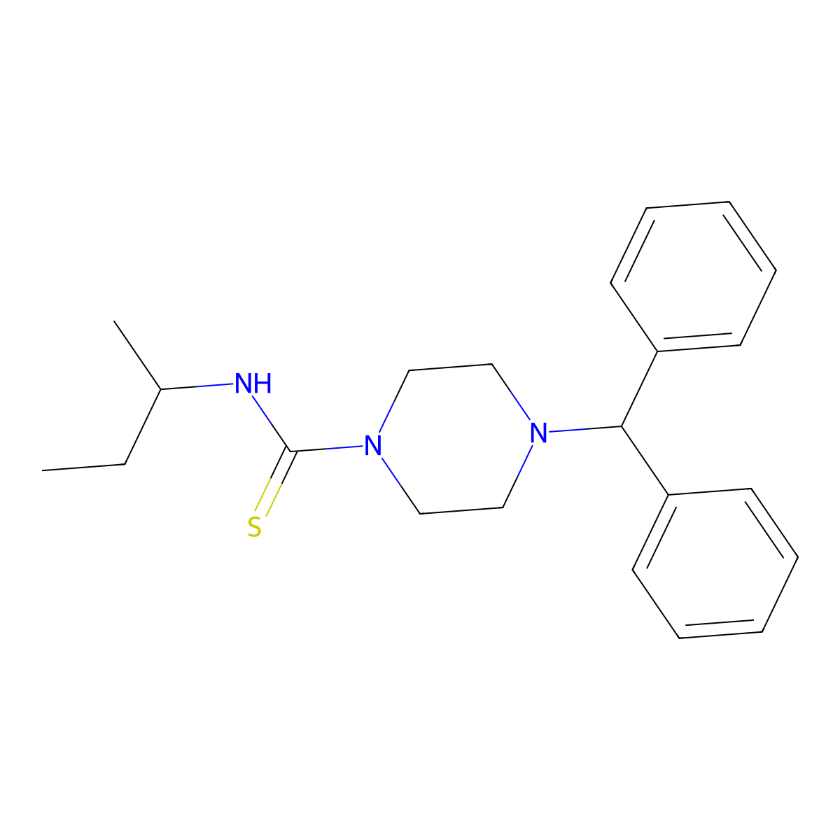 4-benzhydryl-N-butan-2-ylpiperazine-1-carbothioamide molecular structure, CAS 461459-56-3