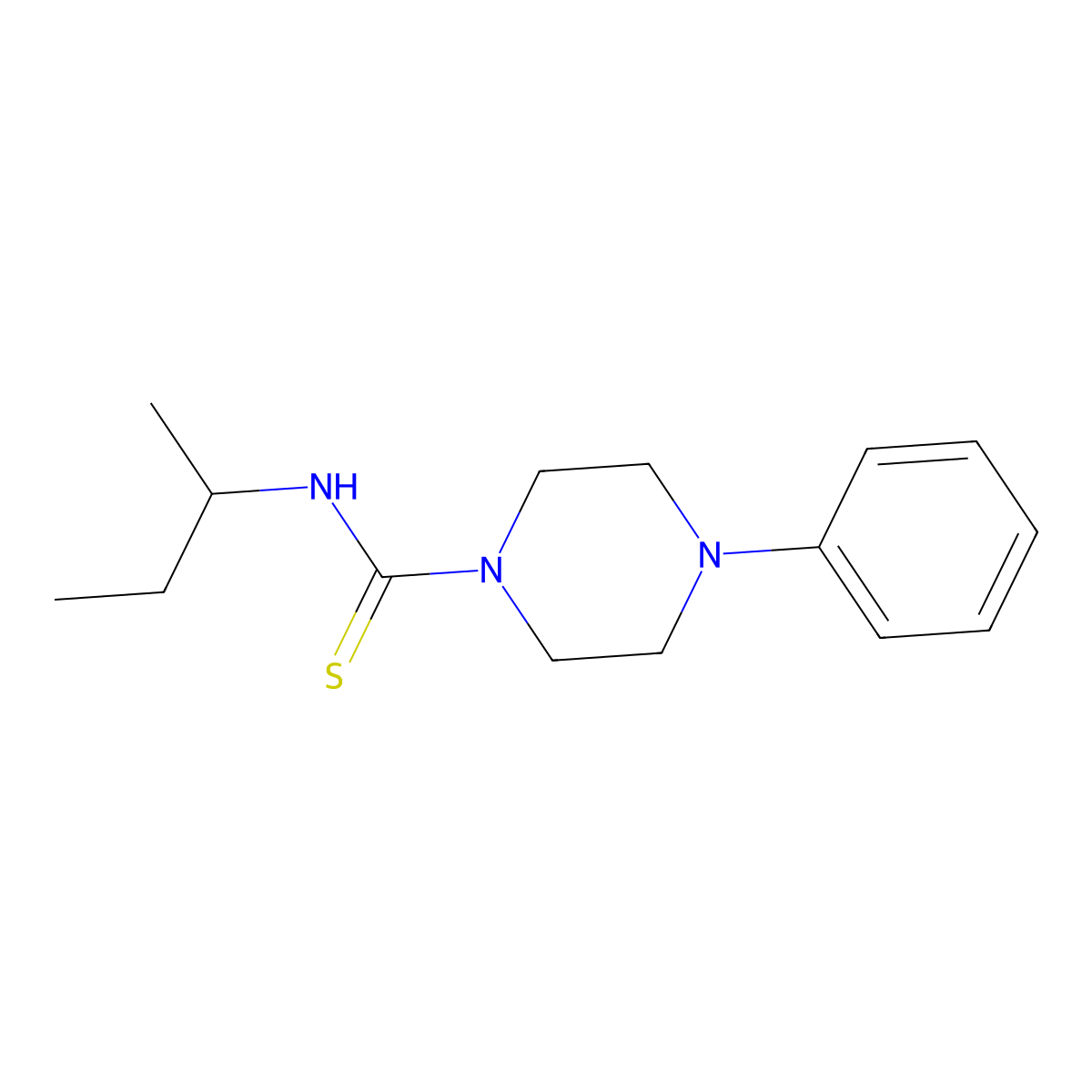 N-butan-2-yl-4-phenylpiperazine-1-carbothioamide molecular structure, CAS 461459-82-5