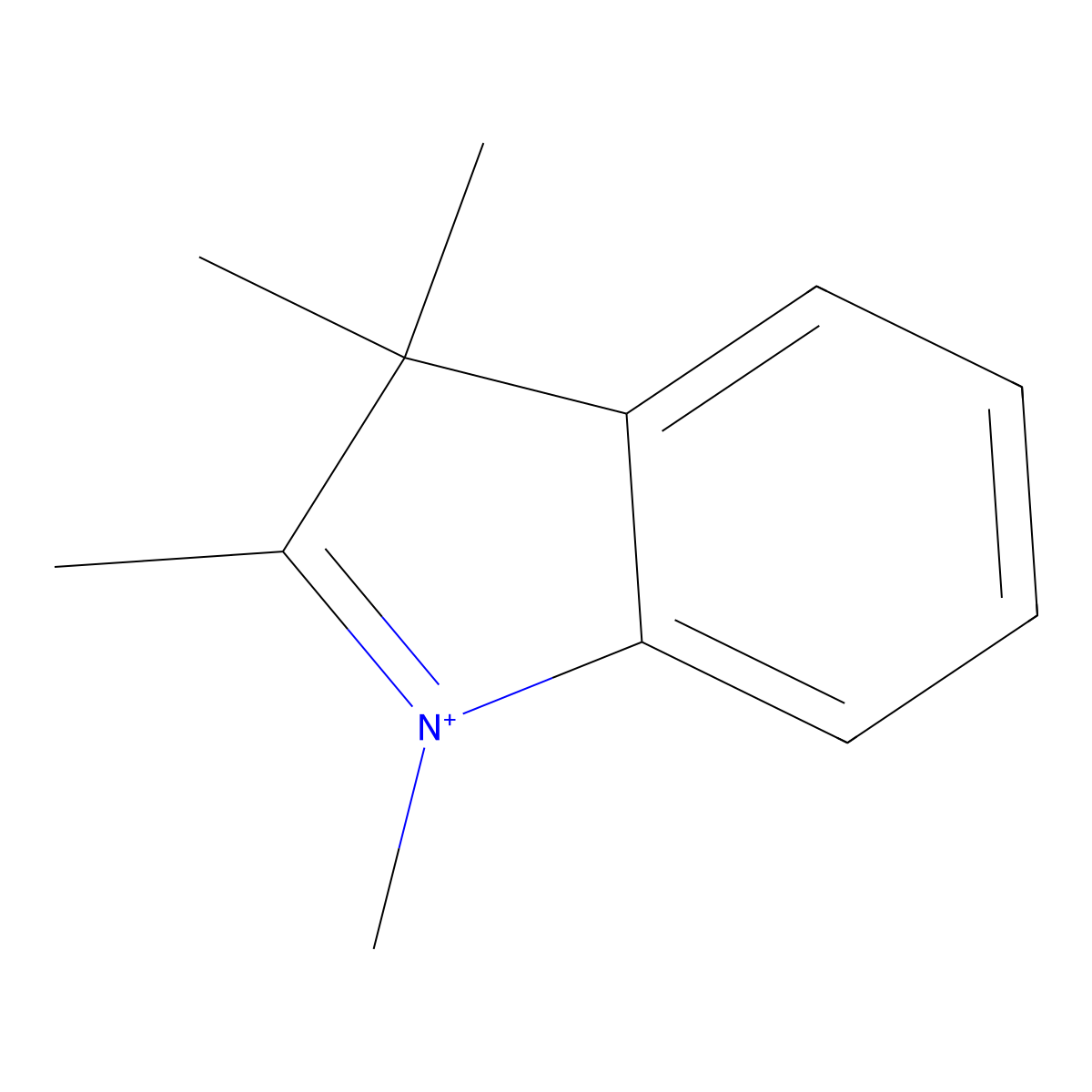 1,2,3,3-tetramethyl-3H-indolium molecular structure, CAS 46149-03-5