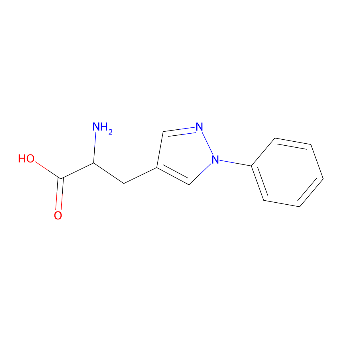 2-Amino-3-(1-phenyl-1h-pyrazol-4-yl)propanoic acid molecular structure, CAS 4615-66-1
