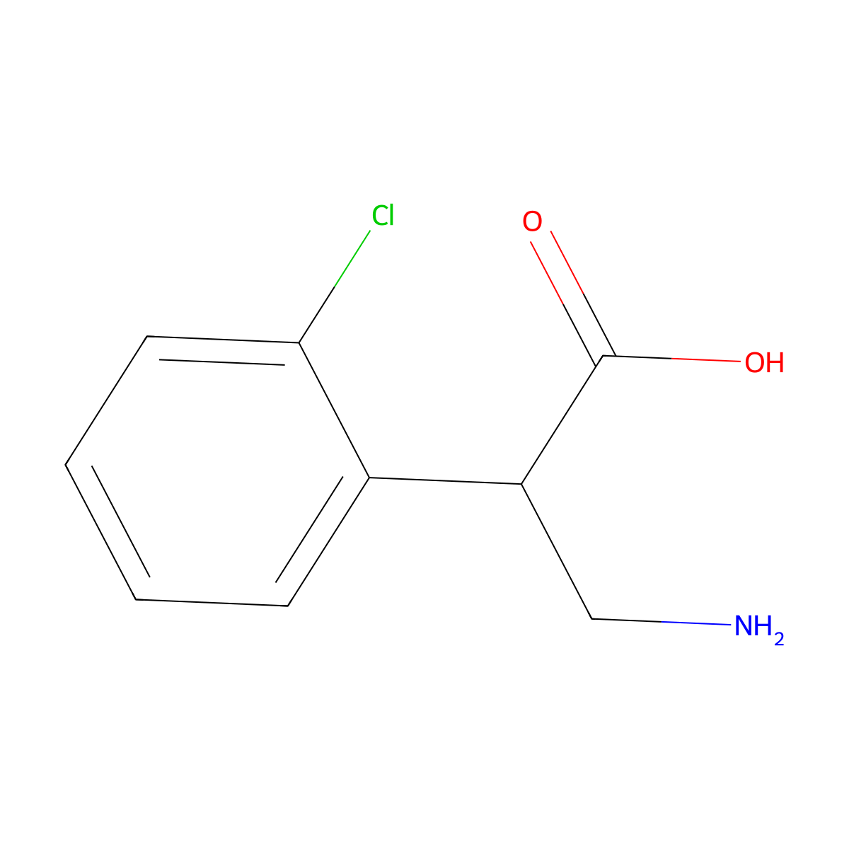 3-Amino-2-(2-chlorophenyl)propanoic acid molecular structure, CAS 46154-35-2