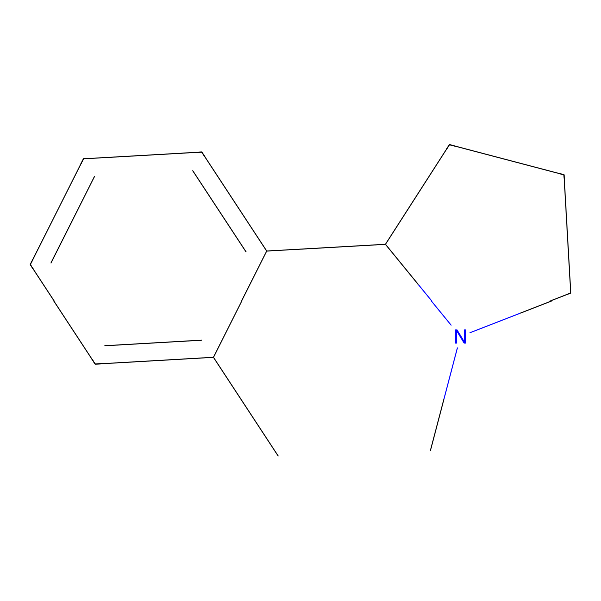 1-Methyl-2-(2-methylphenyl)pyrrolidine molecular structure, CAS 46154-92-1