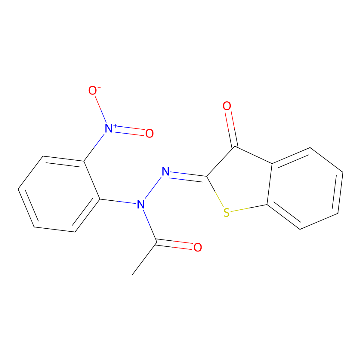 N-(2-nitrophenyl)-N'-(3-oxo-1-benzothiophen-2(3H)-ylidene)acetohydrazide molecular structure, CAS 4616-83-5
