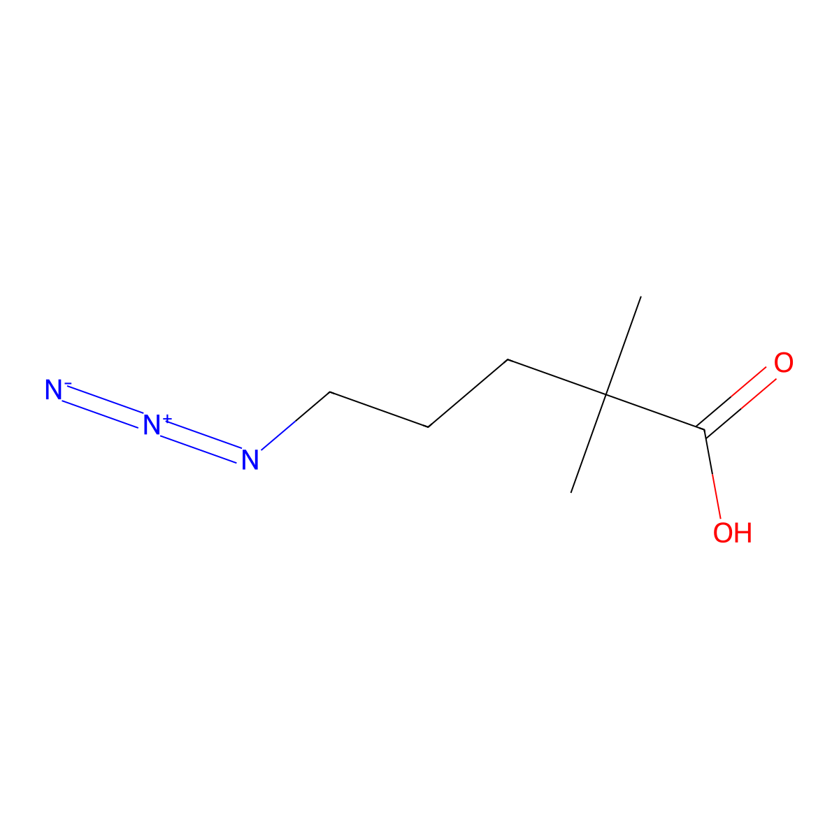 5-Azido-2,2-dimethylpentanoic acid molecular structure, CAS 461642-37-5