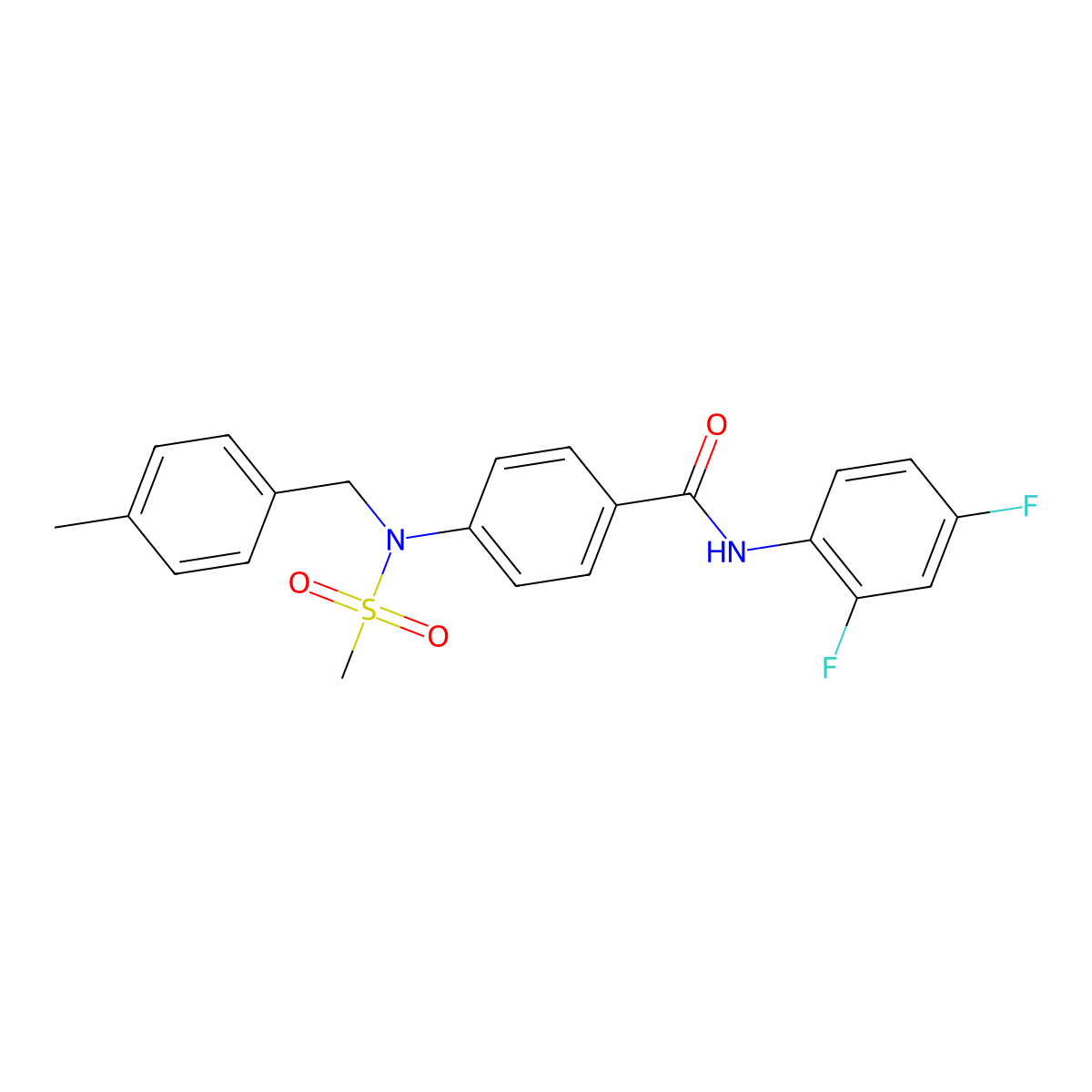 N-(2,4-difluorophenyl)-4-[(4-methylbenzyl)(methylsulfonyl)amino]benzamide molecular structure, CAS 461645-95-4