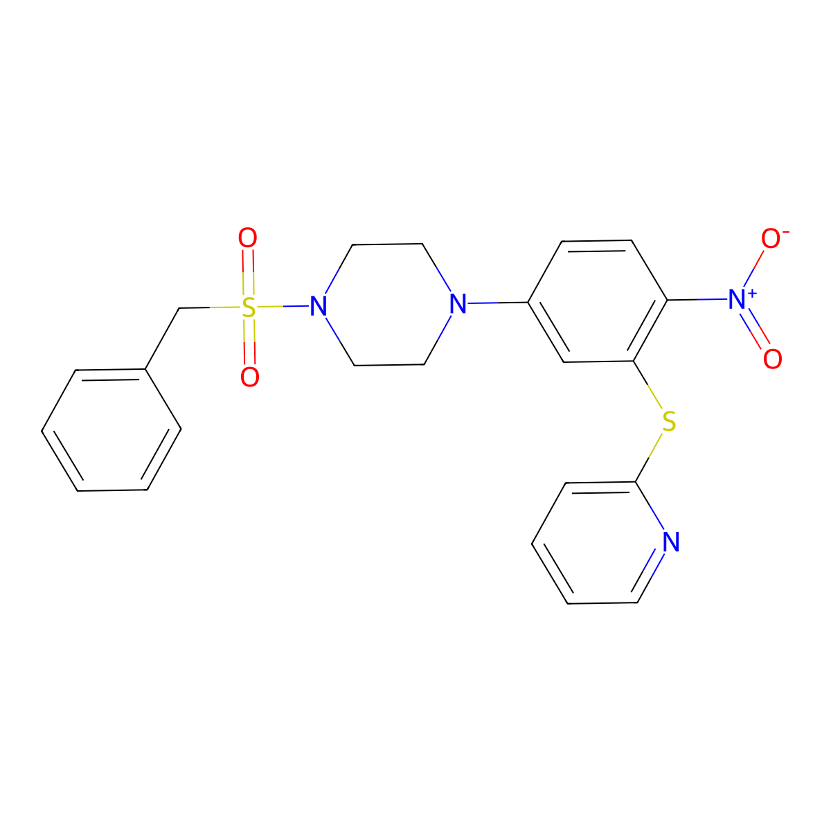 1-Benzylsulfonyl-4-(4-nitro-3-pyridin-2-ylsulfanylphenyl)piperazine molecular structure, CAS 461646-03-7