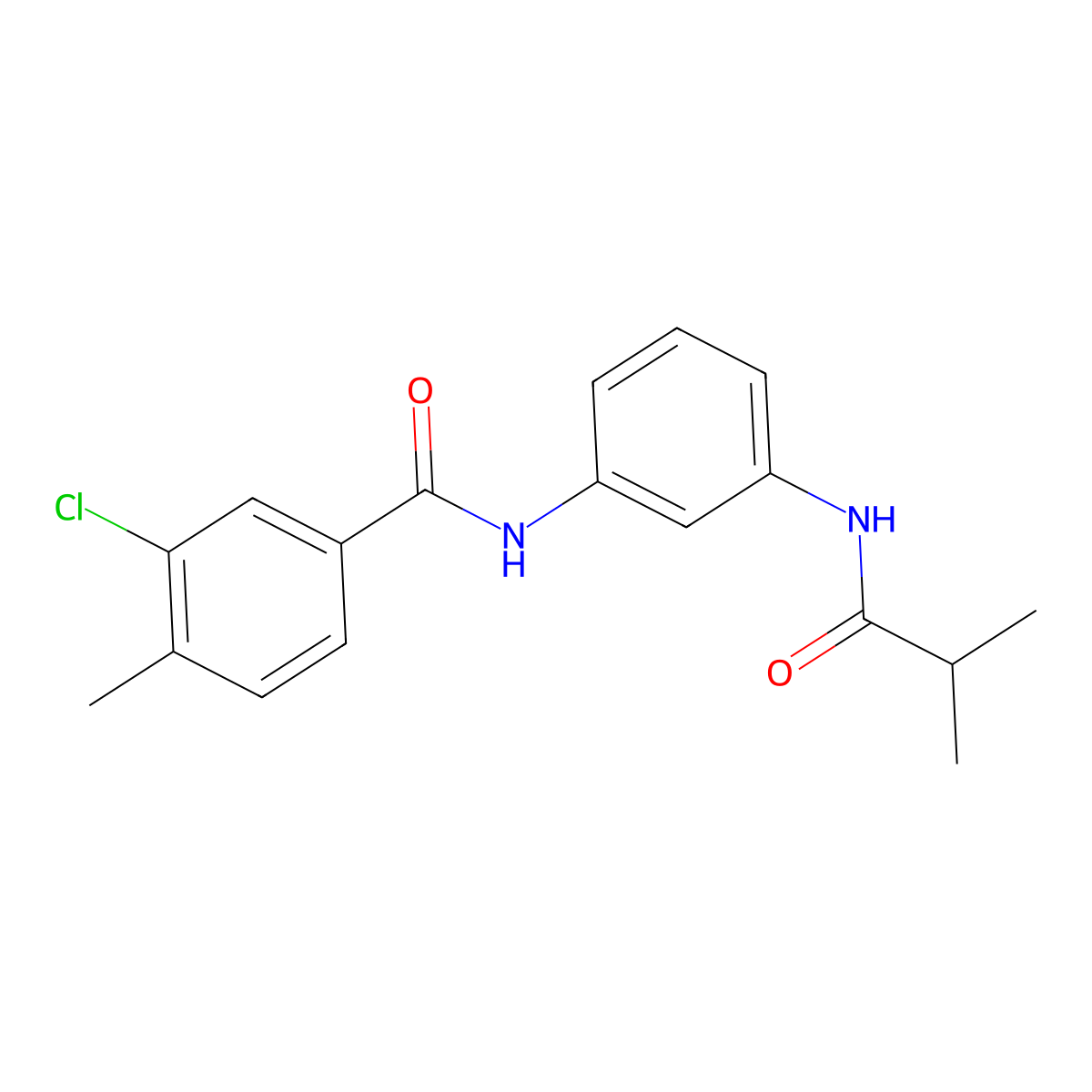 3-chloro-N-[3-(isobutyrylamino)phenyl]-4-methylbenzamide molecular structure, CAS 461646-63-9