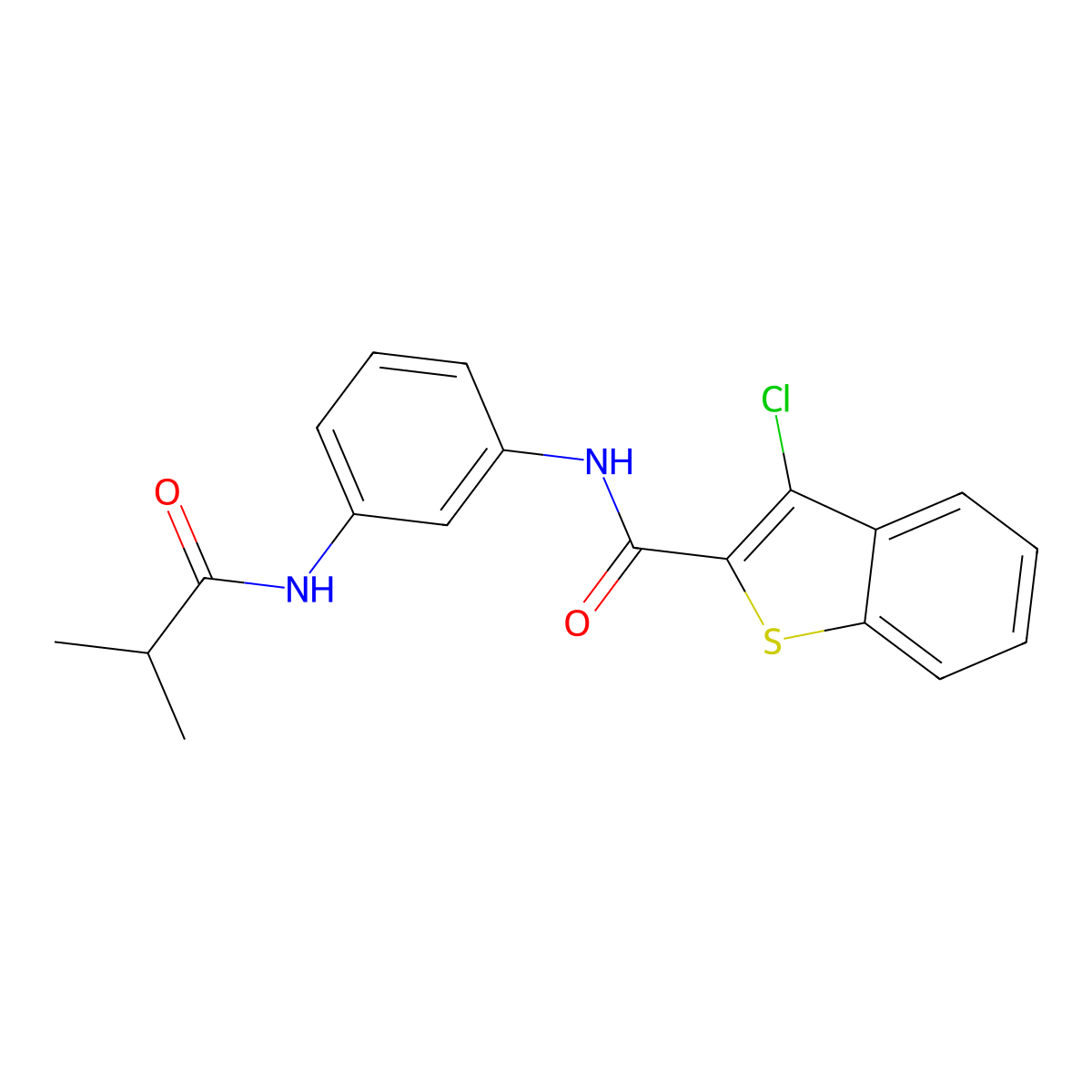 3-chloro-N-[3-(2-methylpropanoylamino)phenyl]-1-benzothiophene-2-carboxamide molecular structure, CAS 461646-87-7