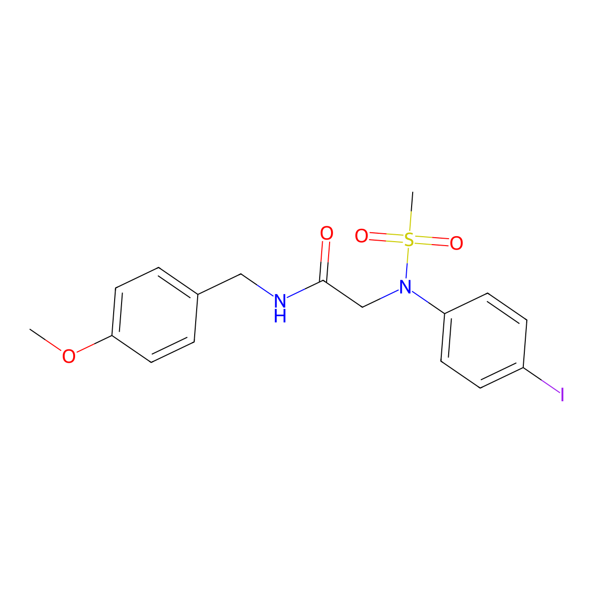 2-(4-iodo-N-methylsulfonylanilino)-N-[(4-methoxyphenyl)methyl]acetamide molecular structure, CAS 461646-96-8