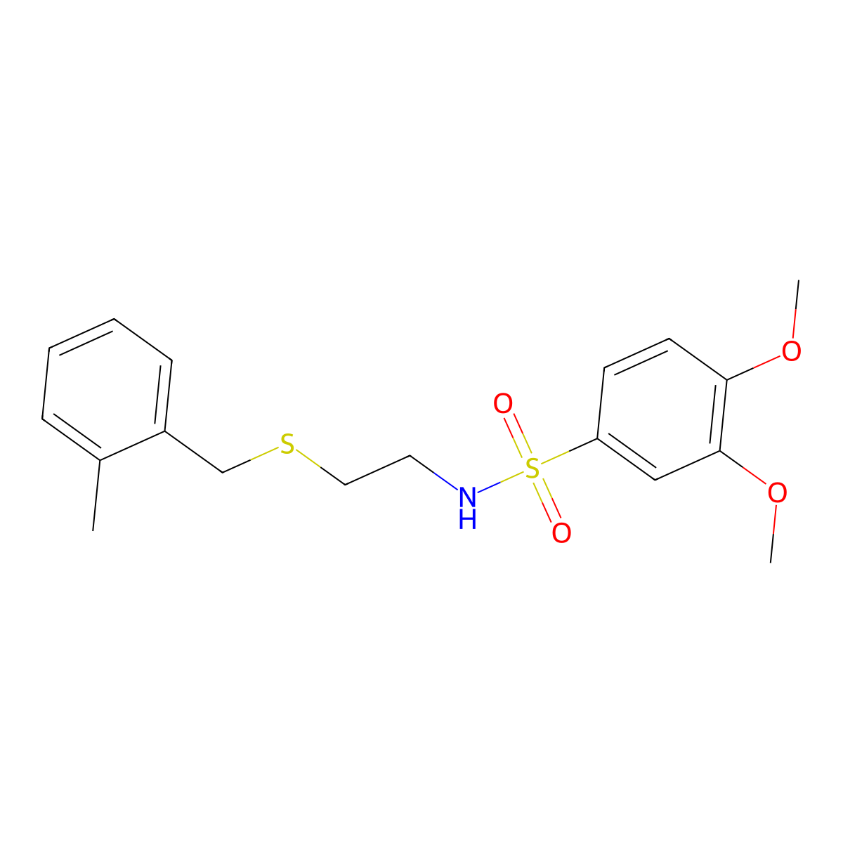 3,4-dimethoxy-N-{2-[(2-methylbenzyl)sulfanyl]ethyl}benzenesulfonamide molecular structure, CAS 461647-73-4