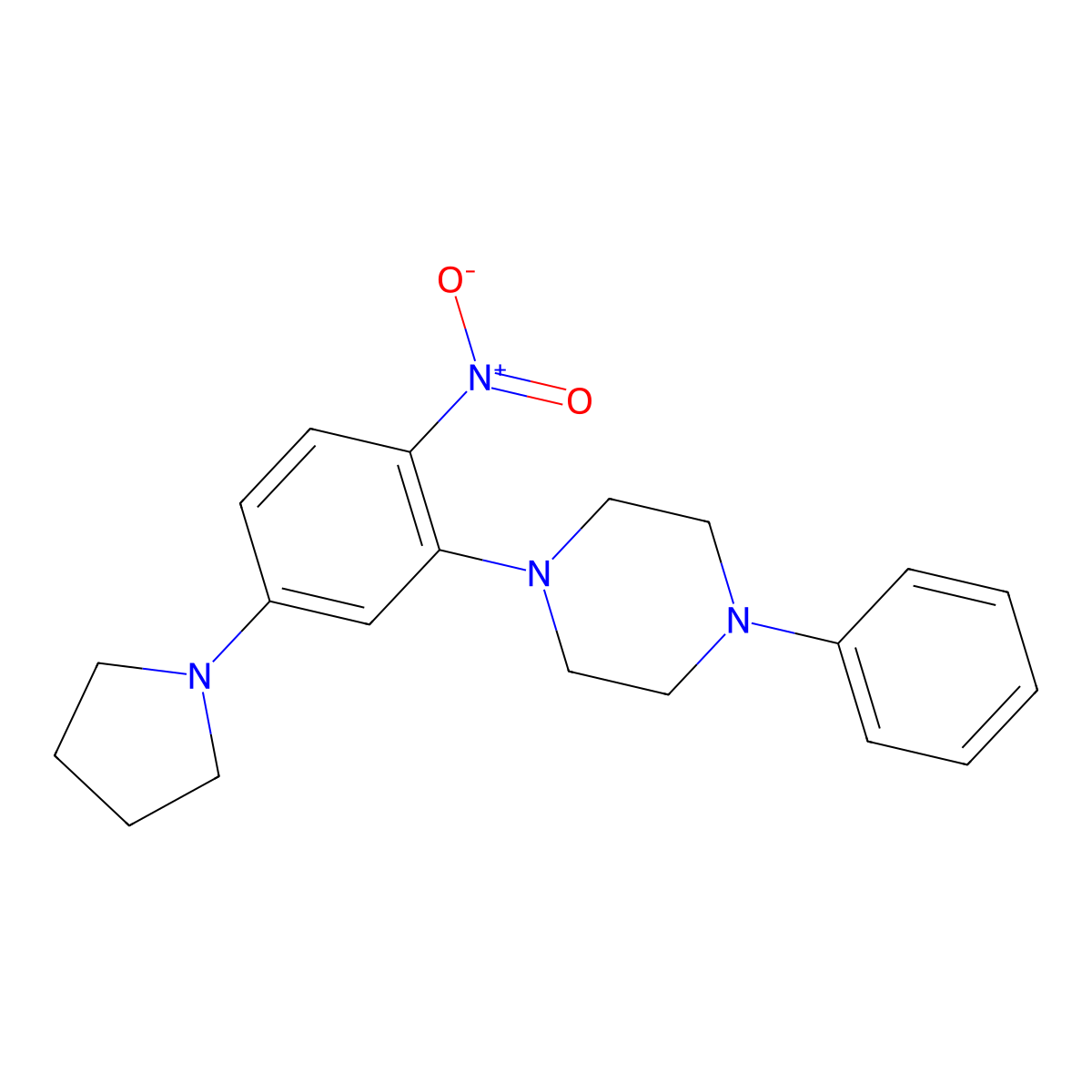 1-(2-Nitro-5-pyrrolidin-1-ylphenyl)-4-phenylpiperazine molecular structure, CAS 461647-74-5