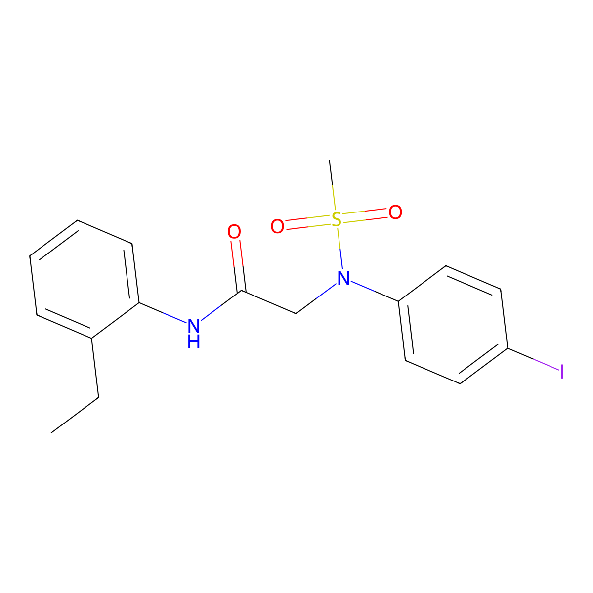 N-(2-ethylphenyl)-2-(4-iodo-N-methylsulfonylanilino)acetamide molecular structure, CAS 461648-26-0