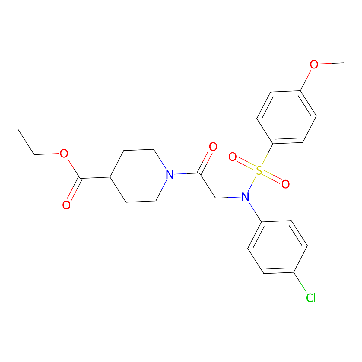 ethyl 1-{N-(4-chlorophenyl)-N-[(4-methoxyphenyl)sulfonyl]glycyl}piperidine-4-carboxylate molecular structure, CAS 461648-38-4