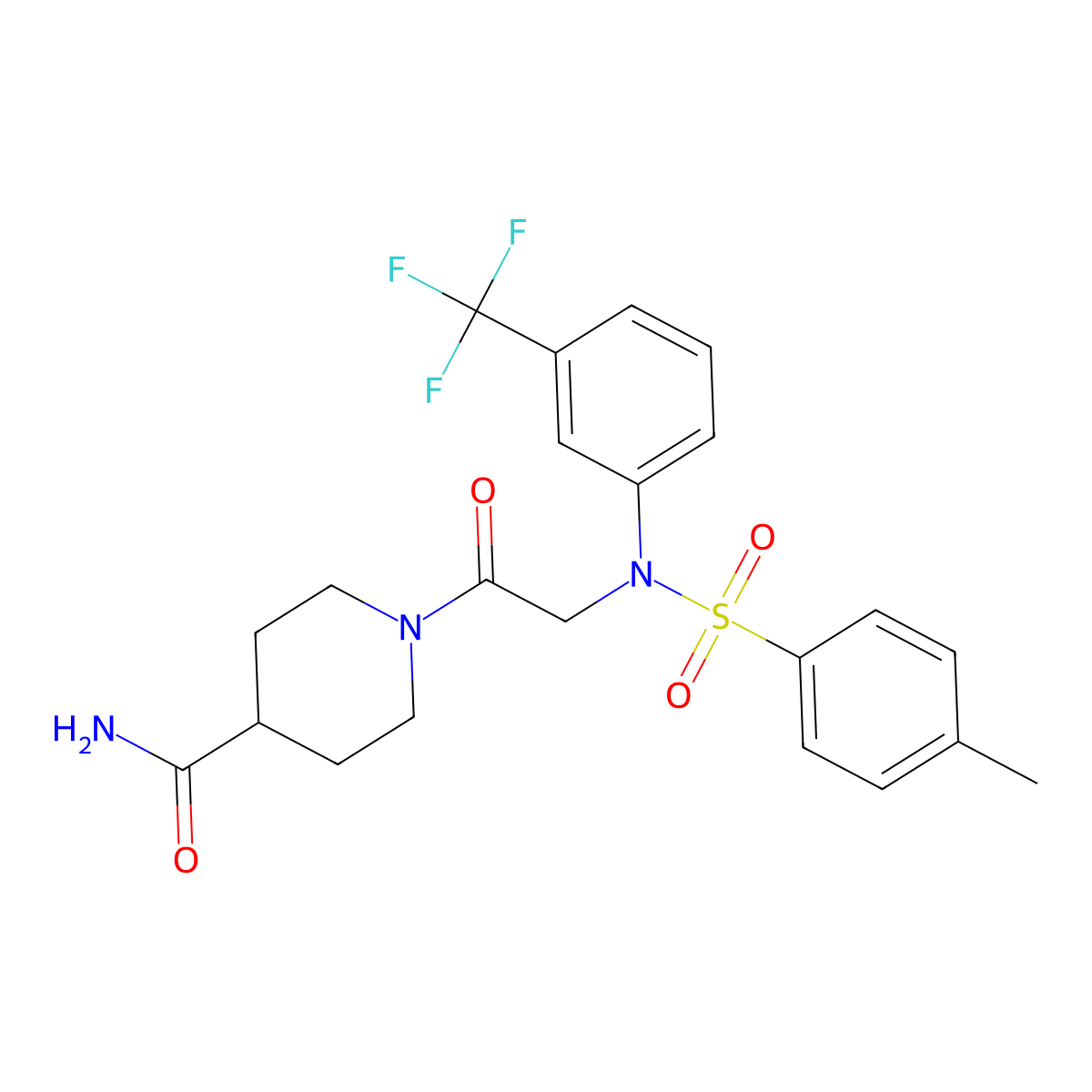 1-[2-[N-(4-methylphenyl)sulfonyl-3-(trifluoromethyl)anilino]acetyl]piperidine-4-carboxamide molecular structure, CAS 461648-60-2