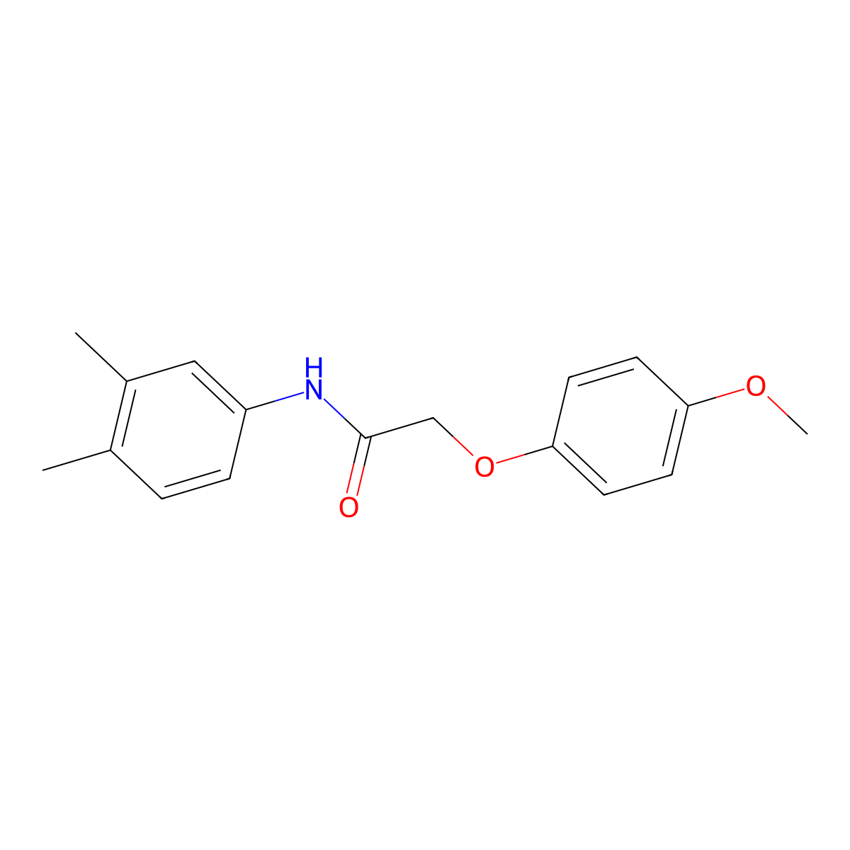N-(3,4-dimethylphenyl)-2-(4-methoxyphenoxy)acetamide molecular structure, CAS 461648-90-8