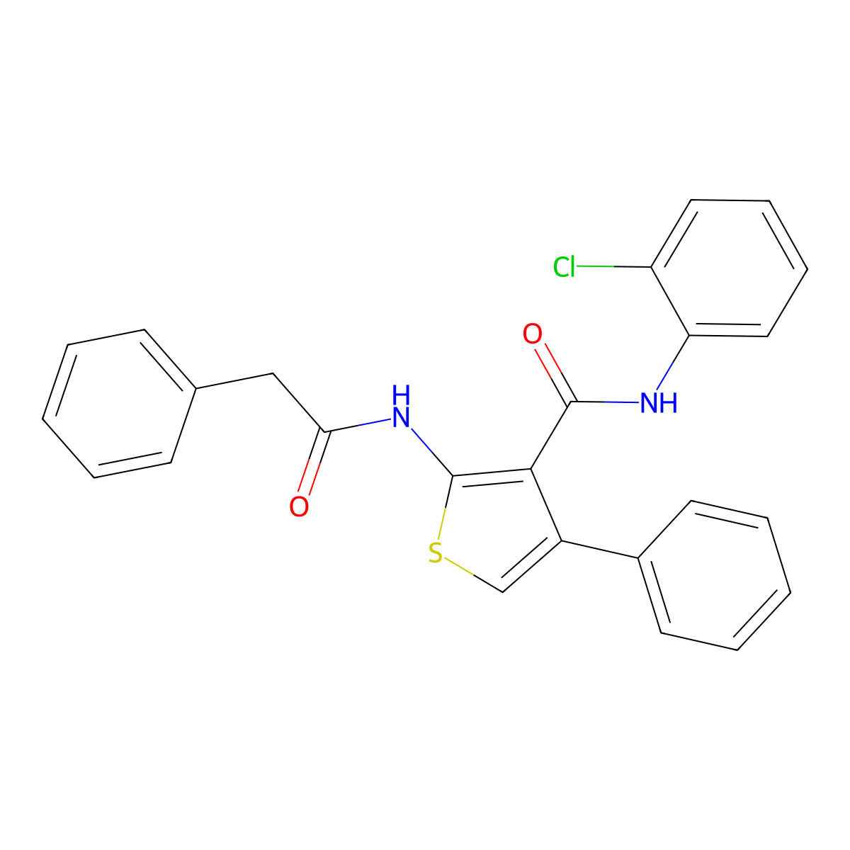 N-(2-chlorophenyl)-4-phenyl-2-[(phenylacetyl)amino]thiophene-3-carboxamide molecular structure, CAS 461649-79-6