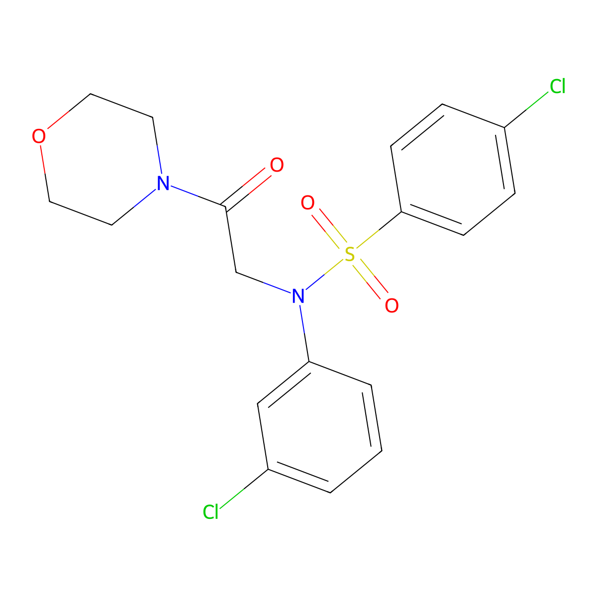 4-chloro-N-(3-chlorophenyl)-N-[2-(morpholin-4-yl)-2-oxoethyl]benzenesulfonamide molecular structure, CAS 461650-00-0