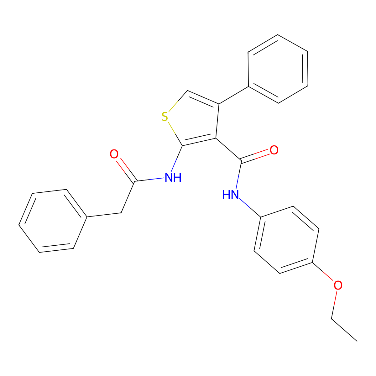 N-(4-ethoxyphenyl)-4-phenyl-2-[(phenylacetyl)amino]thiophene-3-carboxamide molecular structure, CAS 461650-78-2