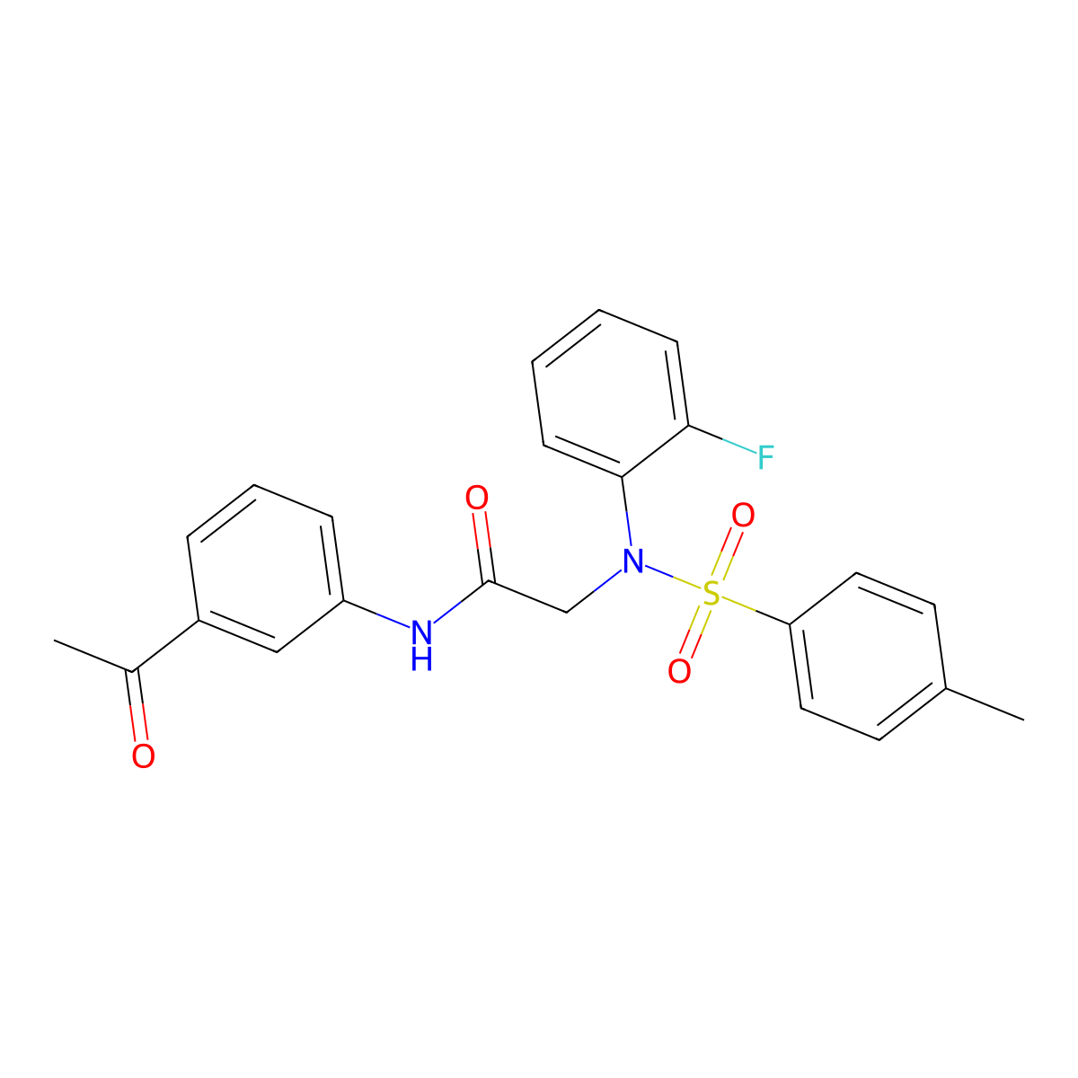 N-(3-acetylphenyl)-2-(2-fluoro-N-(4-methylphenyl)sulfonylanilino)acetamide molecular structure, CAS 461652-55-1