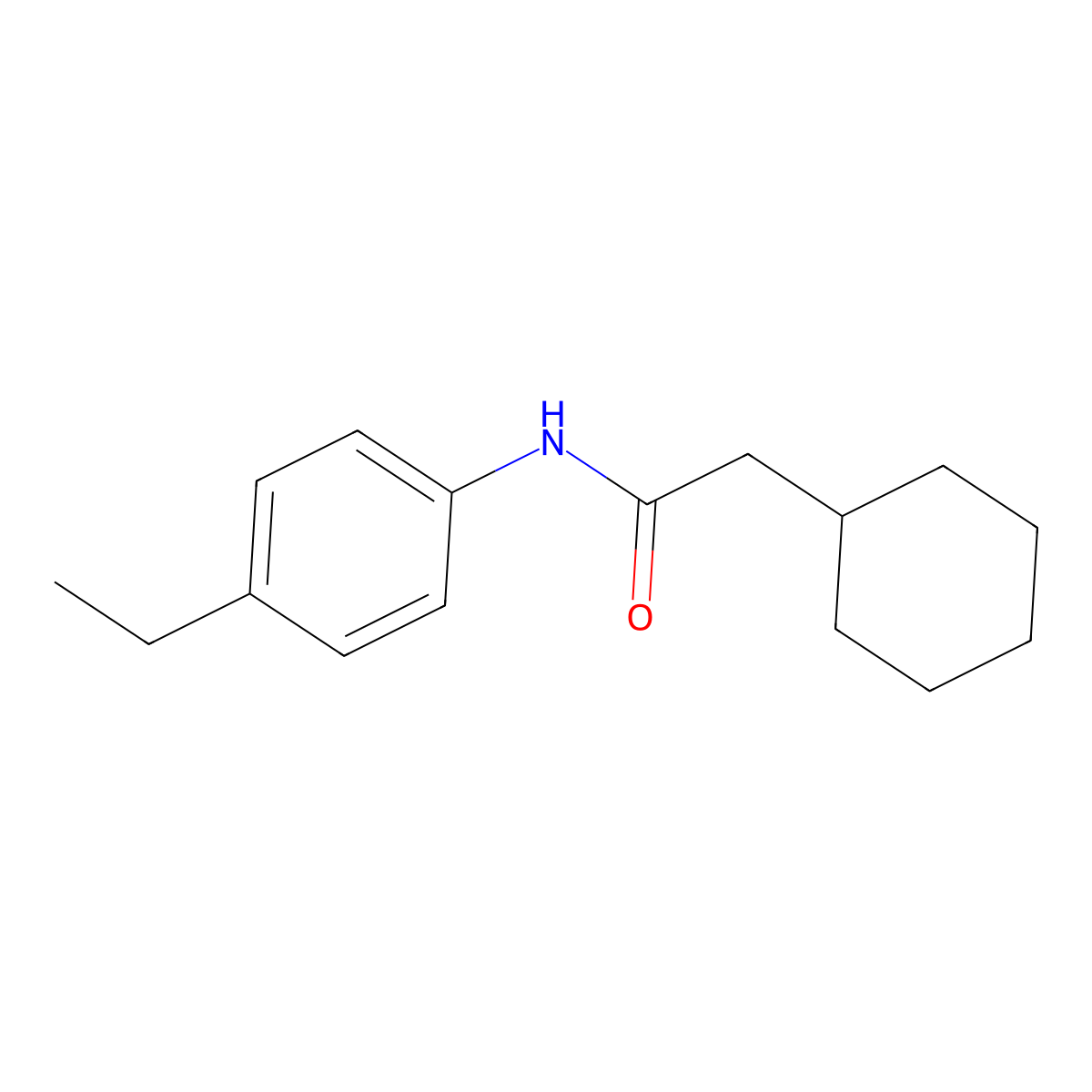 2-cyclohexyl-N-(4-ethylphenyl)acetamide molecular structure, CAS 461652-96-0