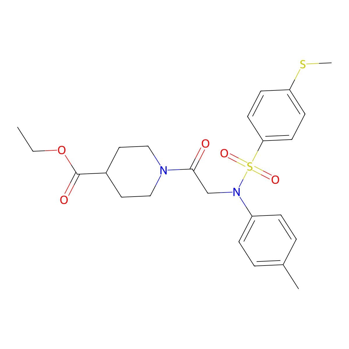 ethyl 1-[N-(4-methylphenyl)-N-{[4-(methylsulfanyl)phenyl]sulfonyl}glycyl]piperidine-4-carboxylate molecular structure, CAS 461653-31-6