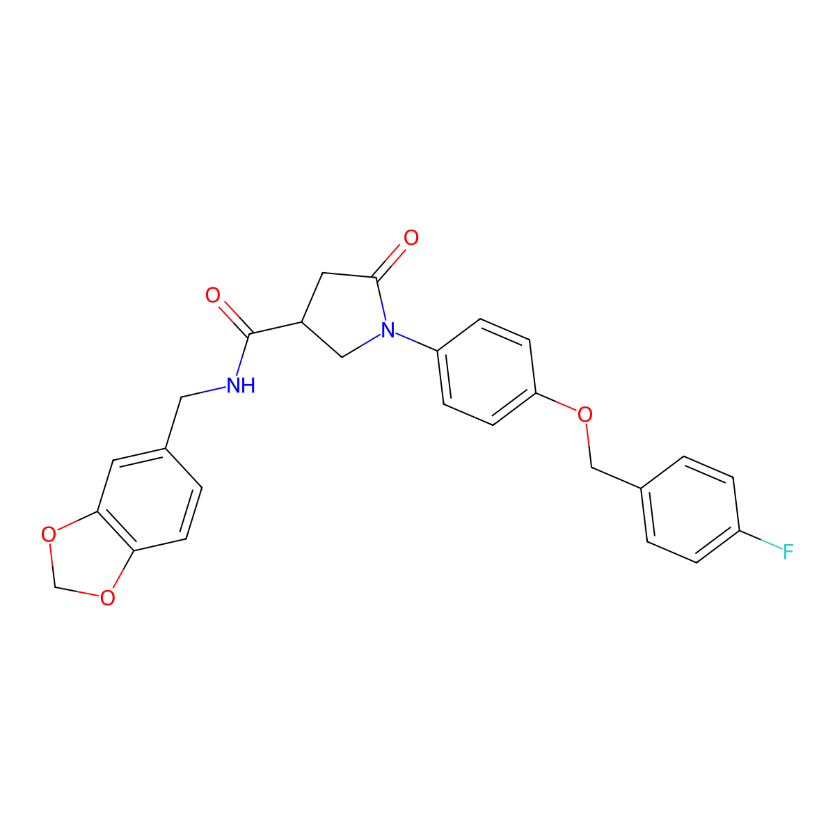 N-(1,3-benzodioxol-5-ylmethyl)-1-[4-[(4-fluorophenyl)methoxy]phenyl]-5-oxopyrrolidine-3-carboxamide molecular structure, CAS 461654-75-1