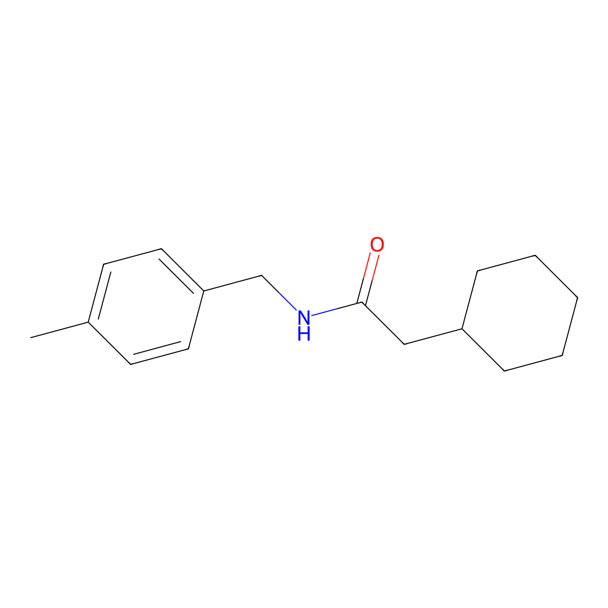 2-cyclohexyl-N-(4-methylbenzyl)acetamide molecular structure, CAS 461655-27-6