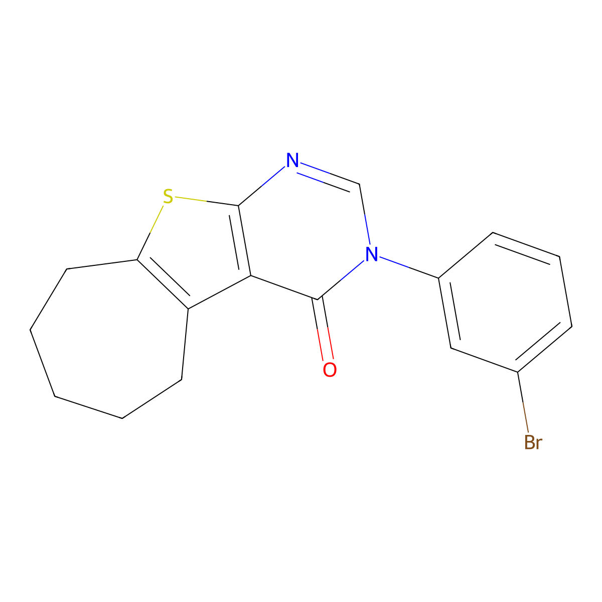 3-(3-bromophenyl)-6,7,8,9-tetrahydro-3H-cyclohepta[4,5]thieno[2,3-d]pyrimidin-4(5H)-one molecular structure, CAS 461655-90-3