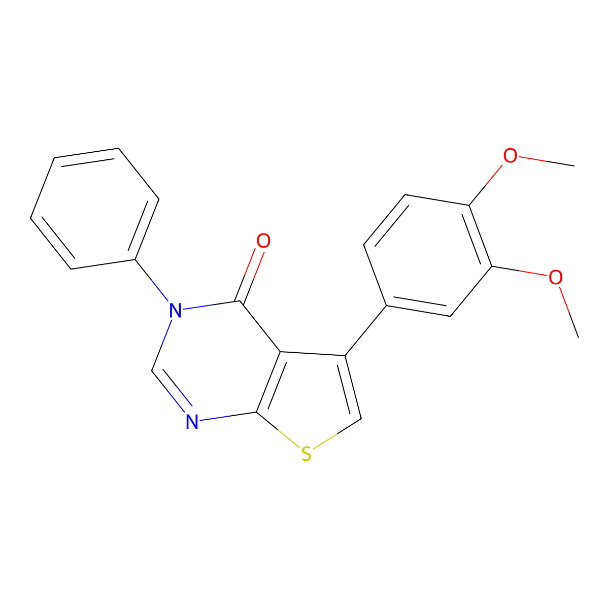 5-(3,4-dimethoxyphenyl)-3-phenylthieno[2,3-d]pyrimidin-4(3H)-one molecular structure, CAS 461656-06-4