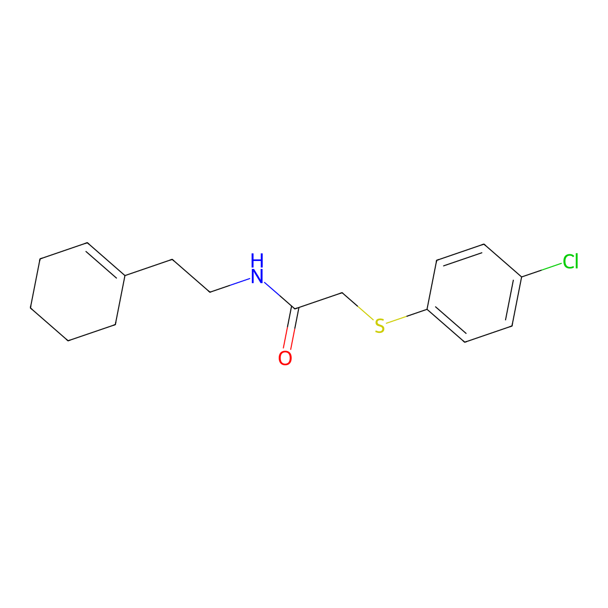 2-(4-chlorophenyl)sulfanyl-N-[2-(cyclohexen-1-yl)ethyl]acetamide molecular structure, CAS 461656-49-5