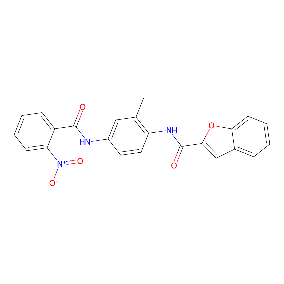 N-[2-methyl-4-[(2-nitrobenzoyl)amino]phenyl]-1-benzofuran-2-carboxamide molecular structure, CAS 461656-75-7