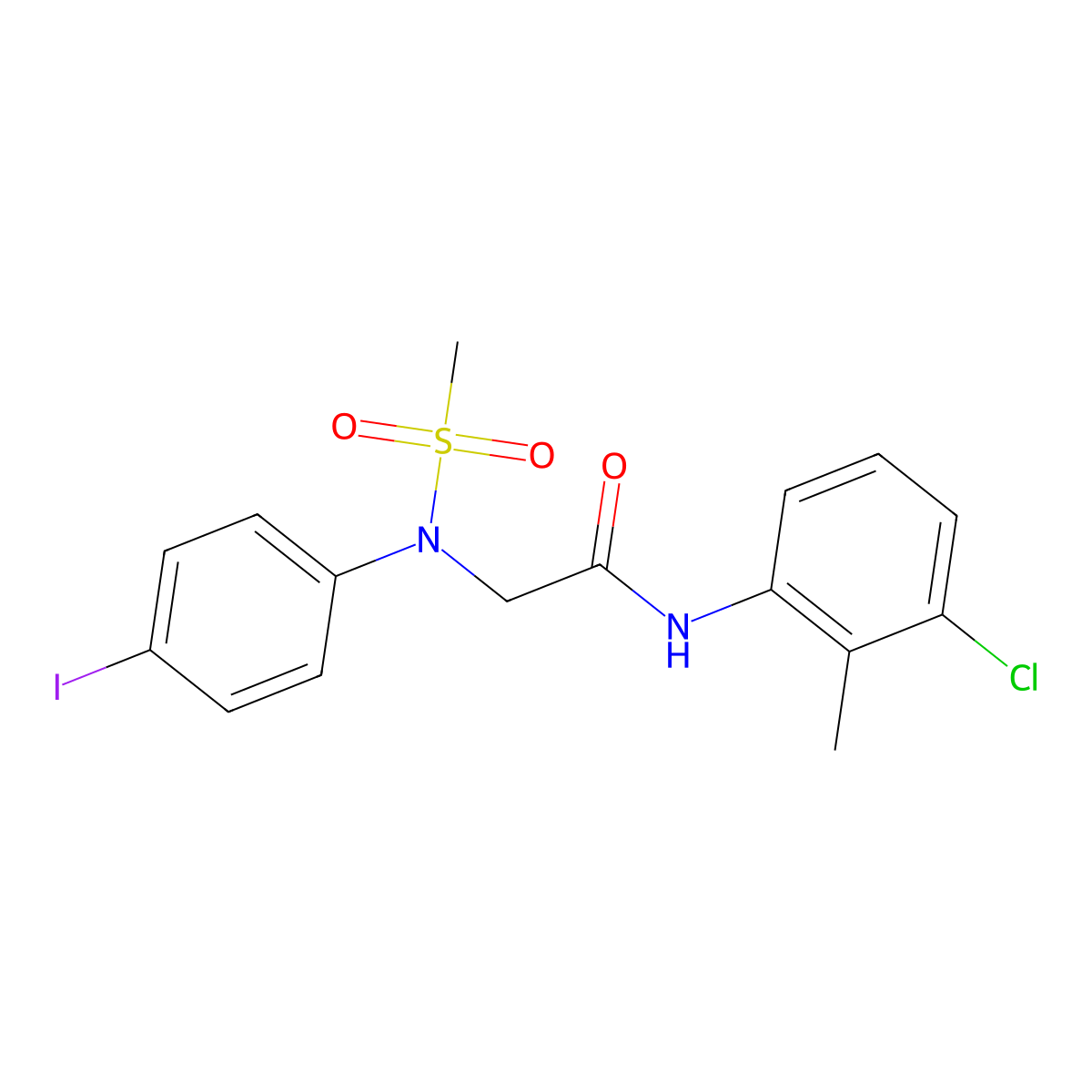 N-(3-chloro-2-methylphenyl)-2-(4-iodo-N-methylsulfonylanilino)acetamide molecular structure, CAS 461656-99-5