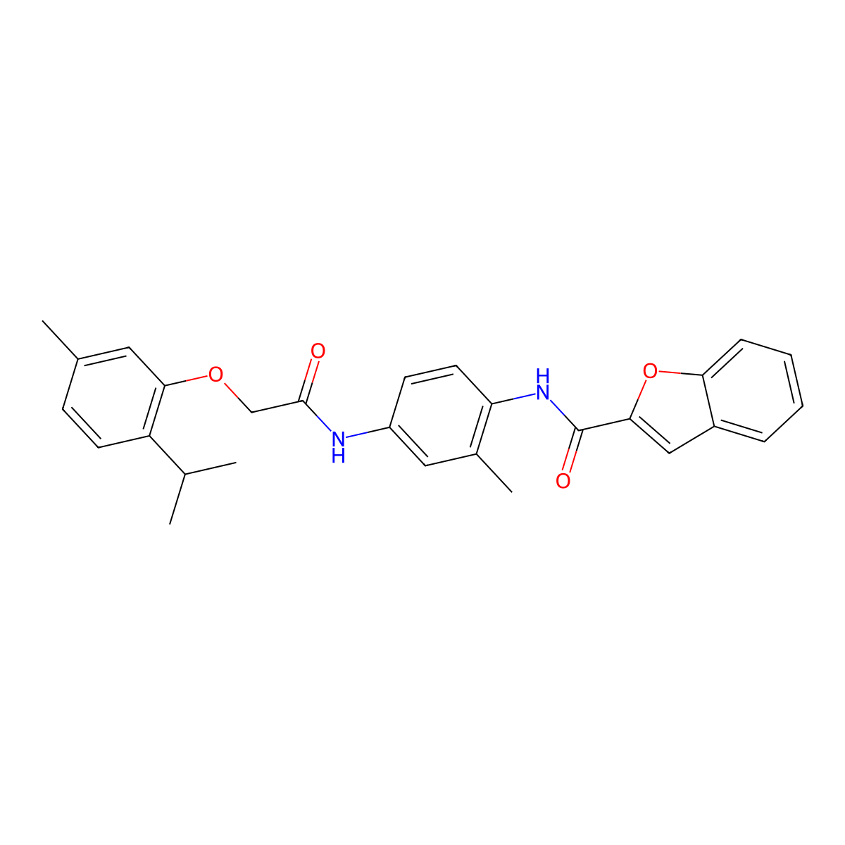 N-[2-methyl-4-[[2-(5-methyl-2-propan-2-ylphenoxy)acetyl]amino]phenyl]-1-benzofuran-2-carboxamide molecular structure, CAS 461657-09-0