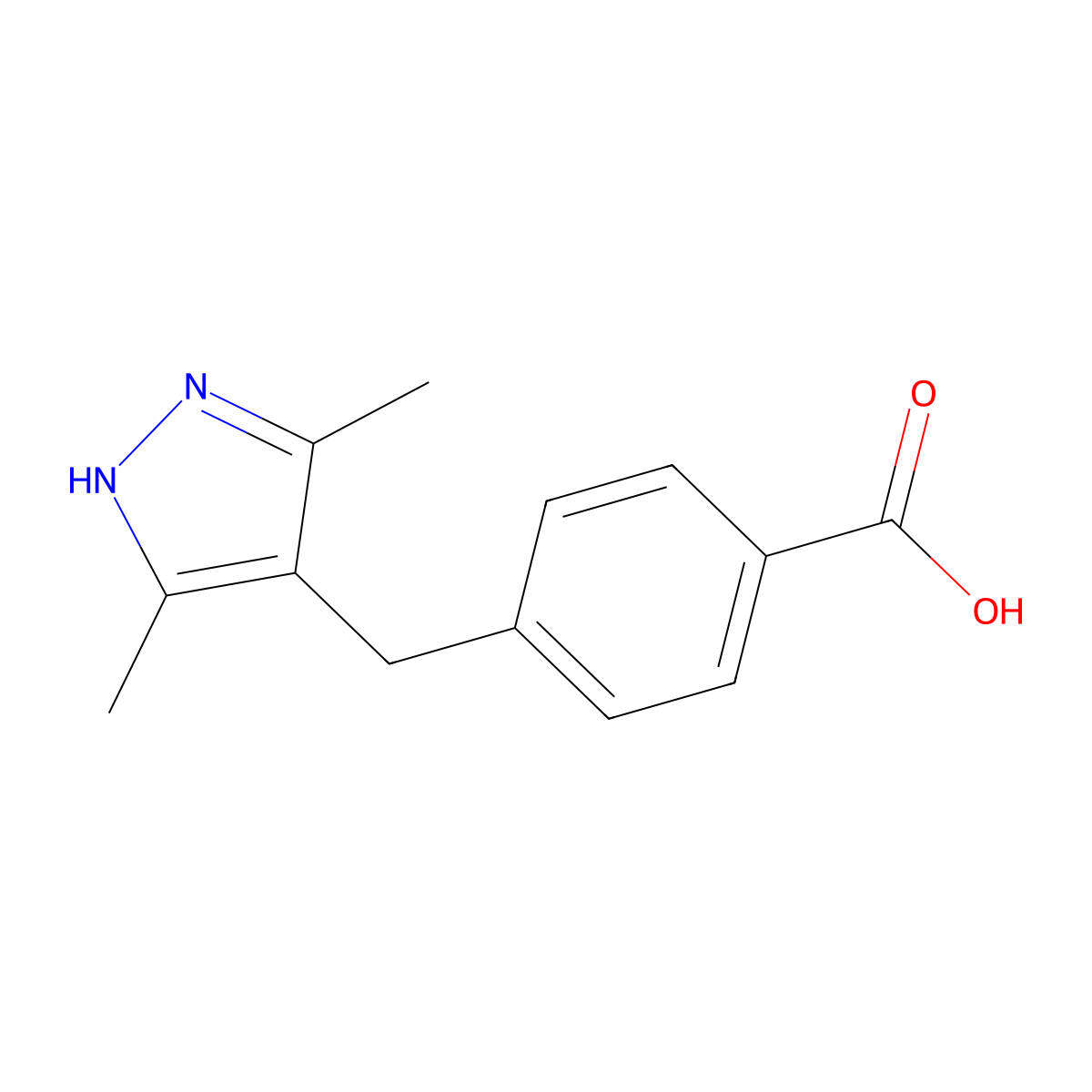 4-[(3,5-dimethyl-1H-pyrazol-4-yl)methyl]benzoic acid molecular structure, CAS 461665-65-6