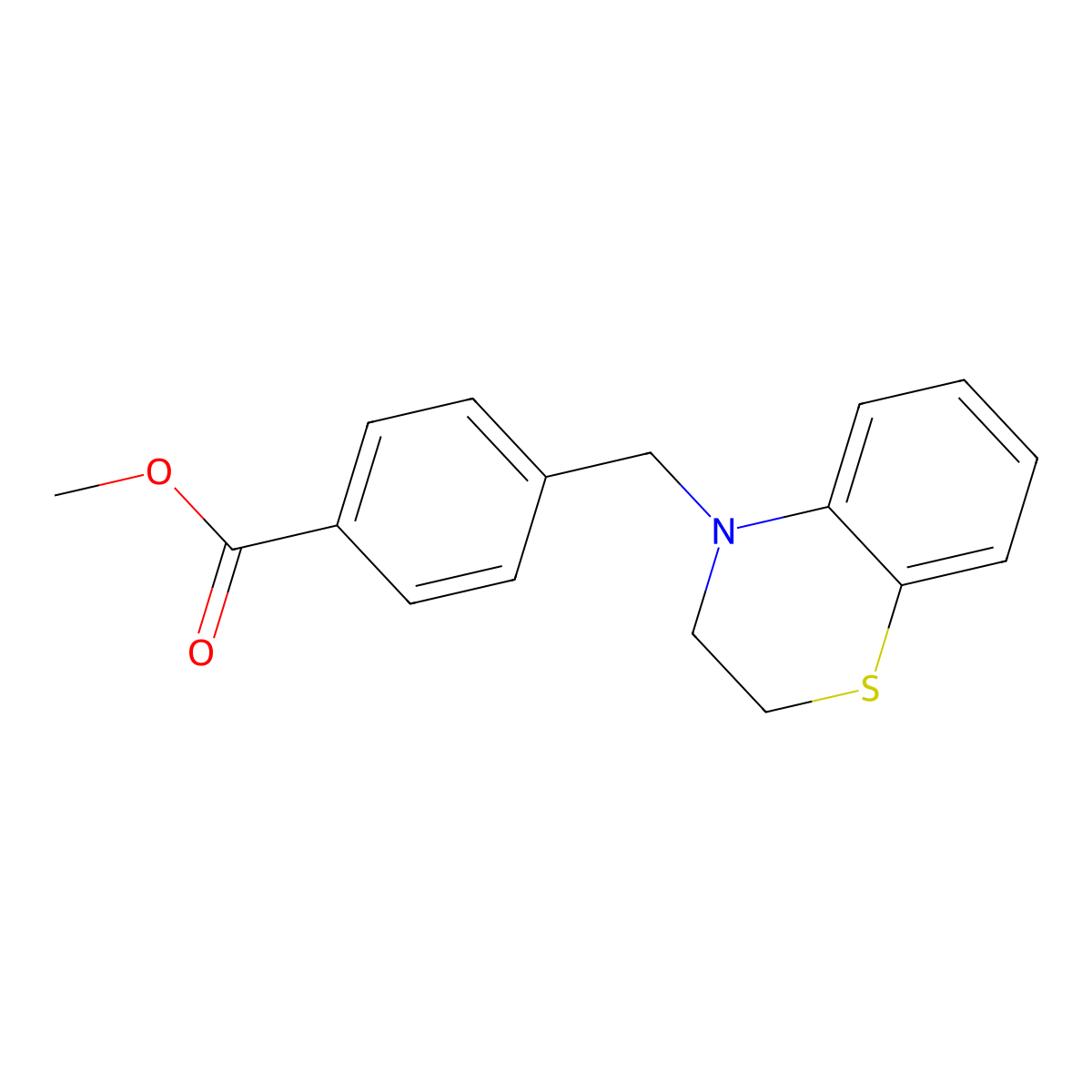 Benzoic acid, 4-[(2,3-dihydro-4H-1,4-benzothiazin-4-yl)methyl]-, methyl ester molecular structure, CAS 461665-67-8