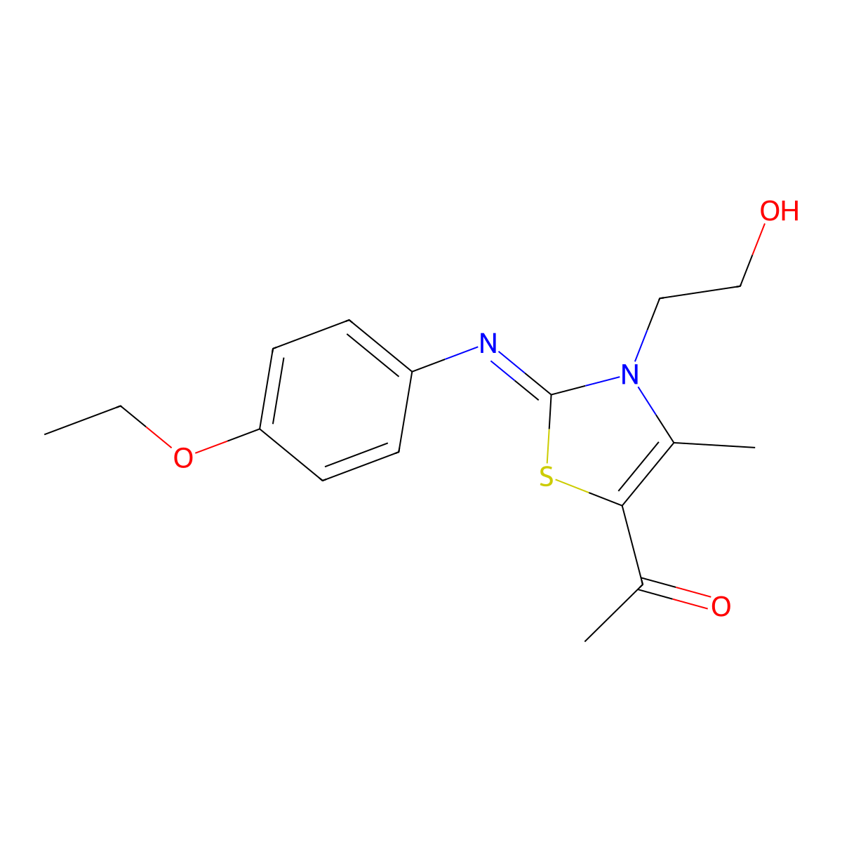 1-[2-(4-Ethoxyphenyl)imino-3-(2-hydroxyethyl)-4-methyl-1,3-thiazol-5-yl]ethanone molecular structure, CAS 461672-03-7