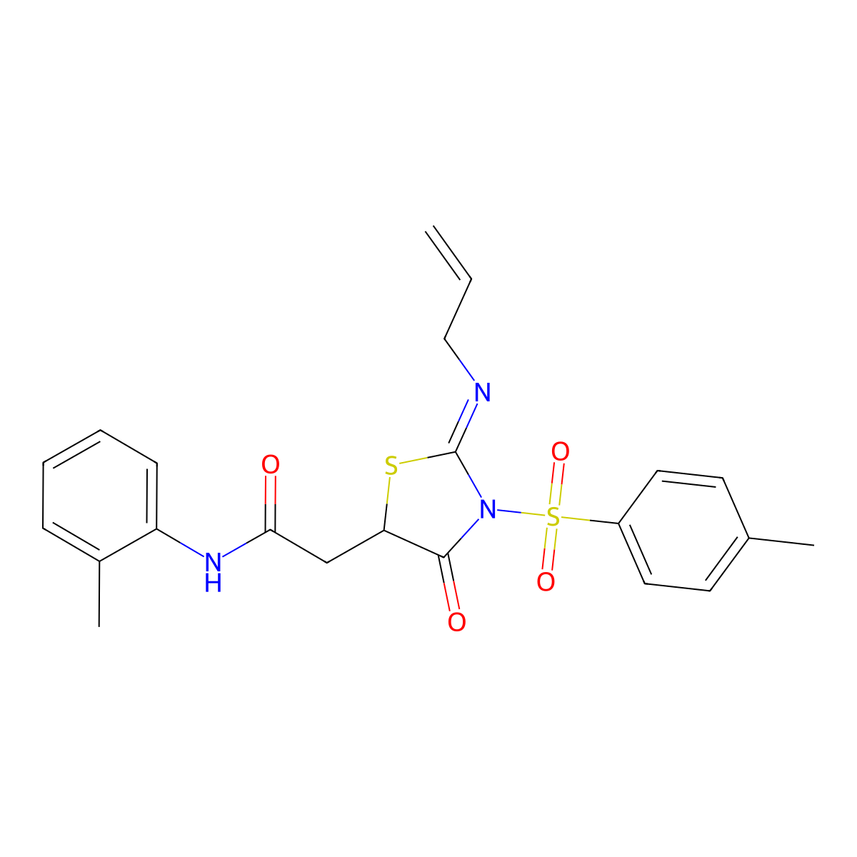 2-[3-(4-methylbenzenesulfonyl)-4-oxo-2-[(prop-2-en-1-yl)imino]-1,3-thiazolidin-5-yl]-N-(2-methylphenyl)acetamide molecular structure, CAS 461681-26-5