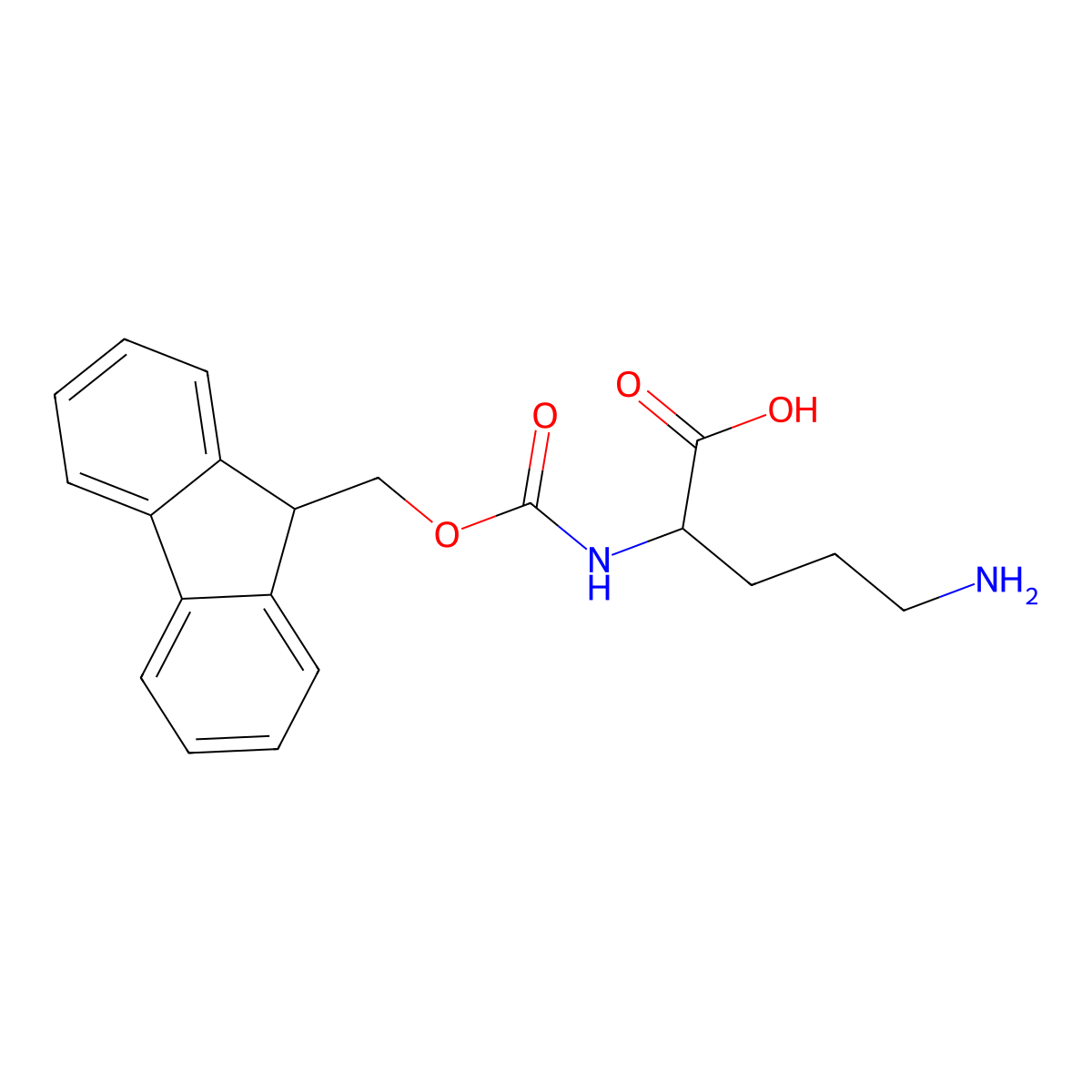 (2R)-5-amino-2-({[(9H-fluoren-9-yl)methoxy]carbonyl}amino)pentanoic acid molecular structure, CAS 461691-09-8