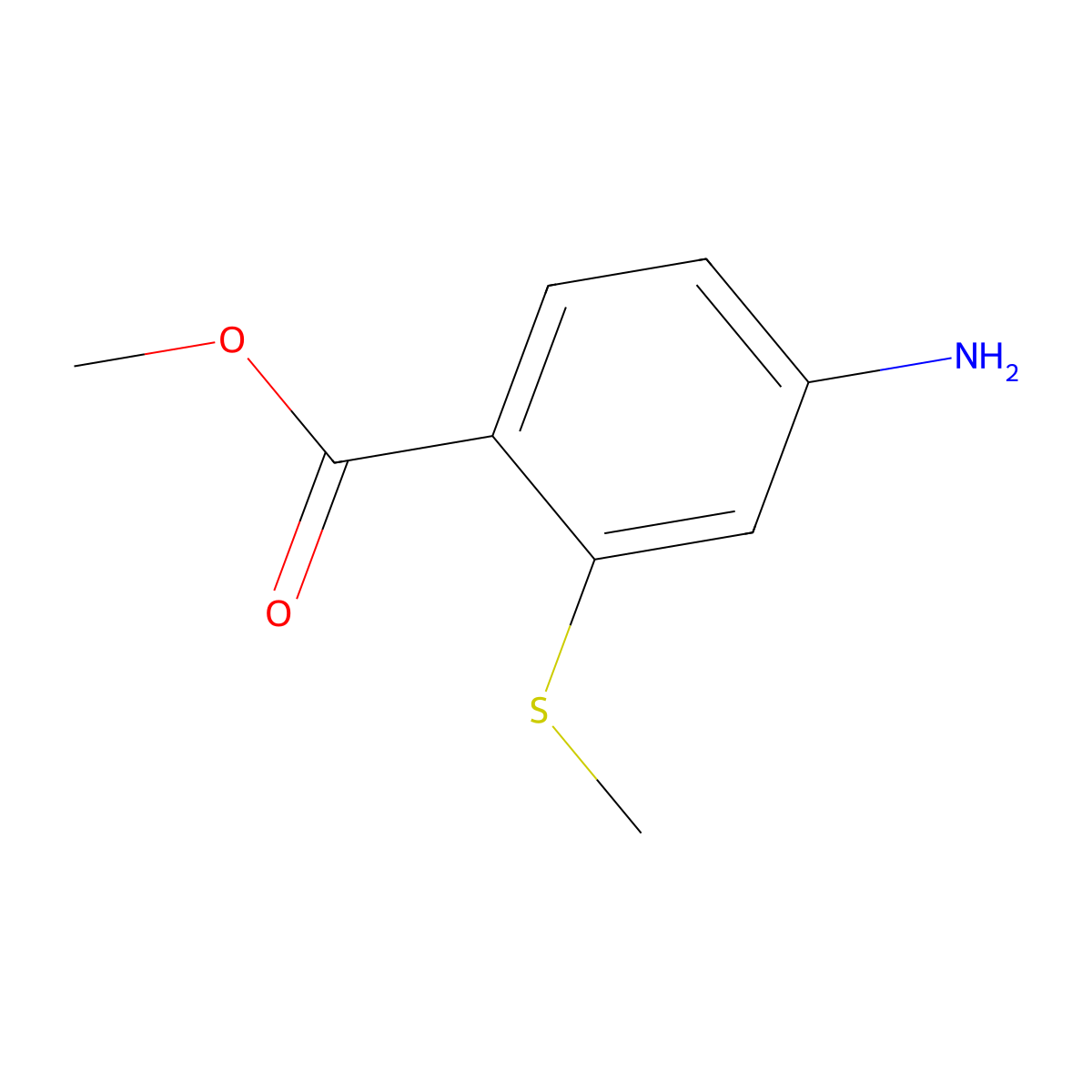 Methyl 4-amino-2-(methylsulfanyl)benzoate molecular structure, CAS 46173-68-6