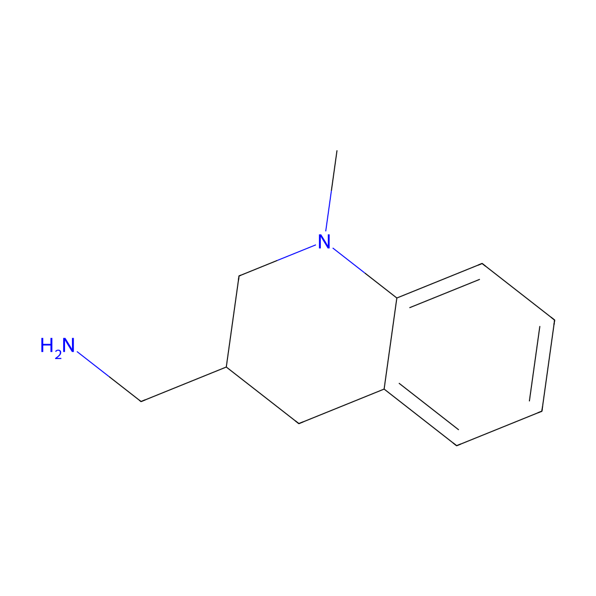 (1-Methyl-1,2,3,4-tetrahydroquinolin-3-yl)methanamine molecular structure, CAS 46176-63-0