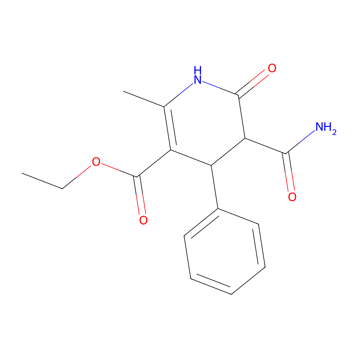 ethyl 3-carbamoyl-6-methyl-2-oxo-4-phenyl-3,4-dihydro-1H-pyridine-5-carboxylate molecular structure, CAS 4618-09-1