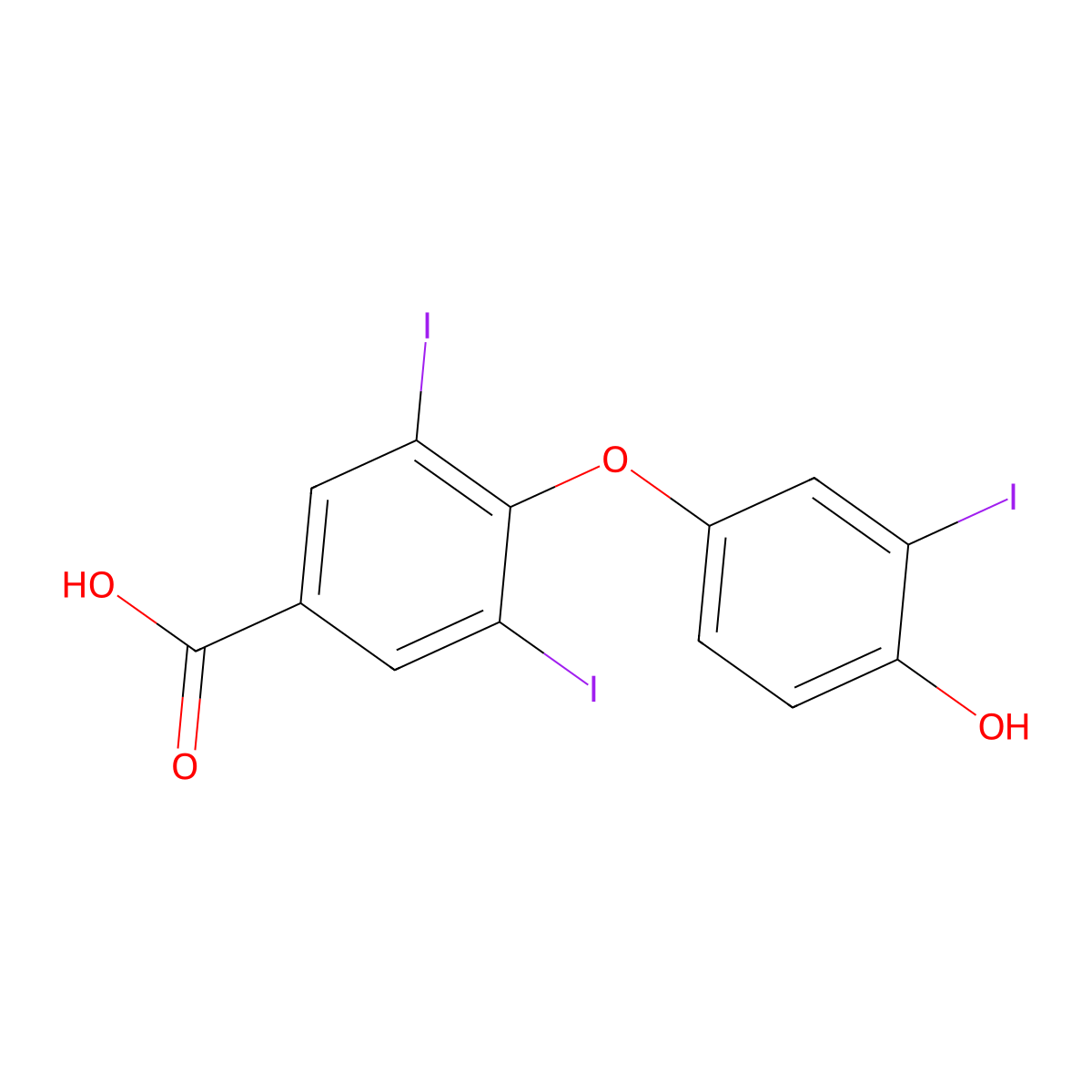 4-(4-Hydroxy-3-iodo-phenoxy)-3,5-diiodo-benzoic acid molecular structure, CAS 4618-45-5