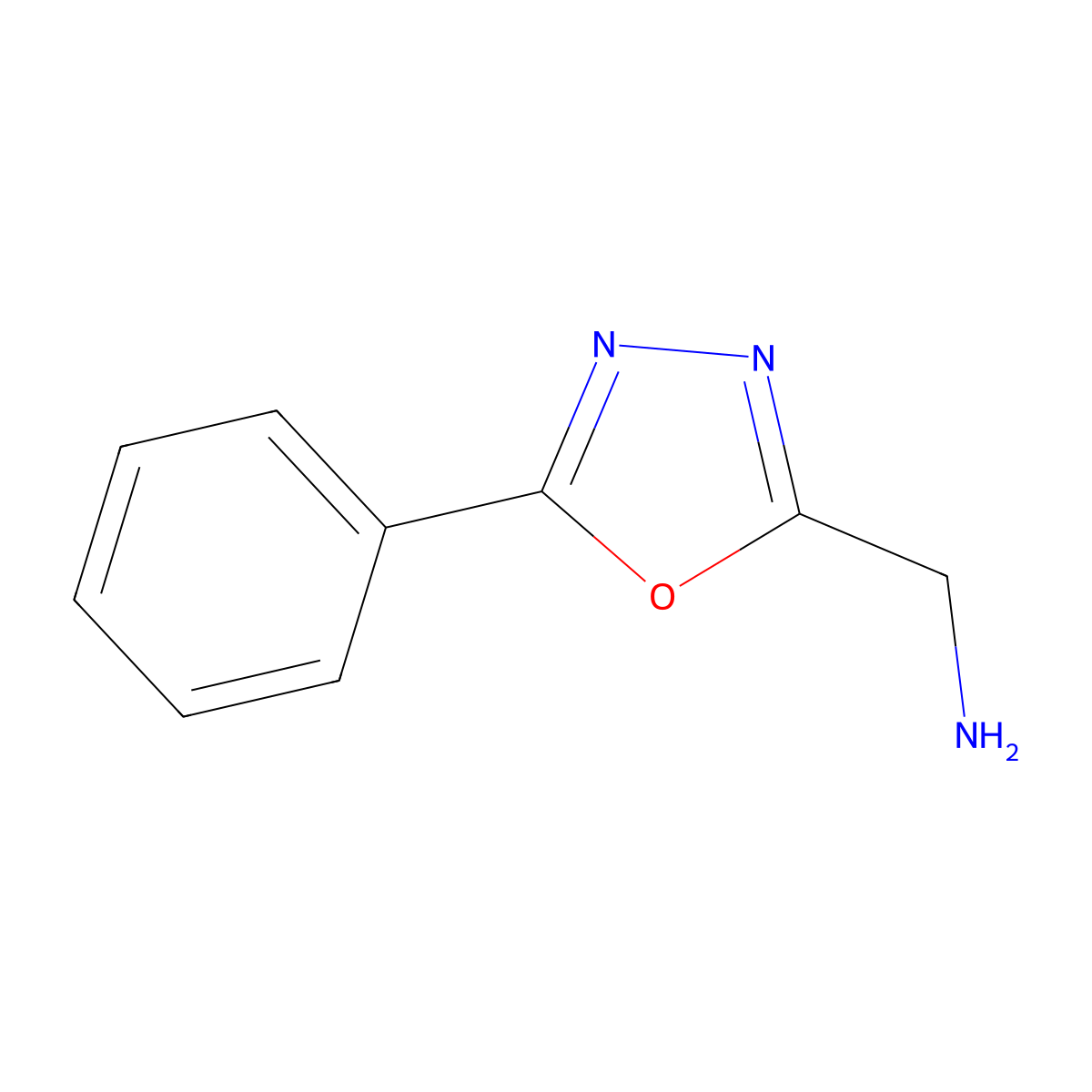 1-(5-Phenyl-1,3,4-oxadiazol-2-yl)methanamine molecular structure, CAS 46182-58-5