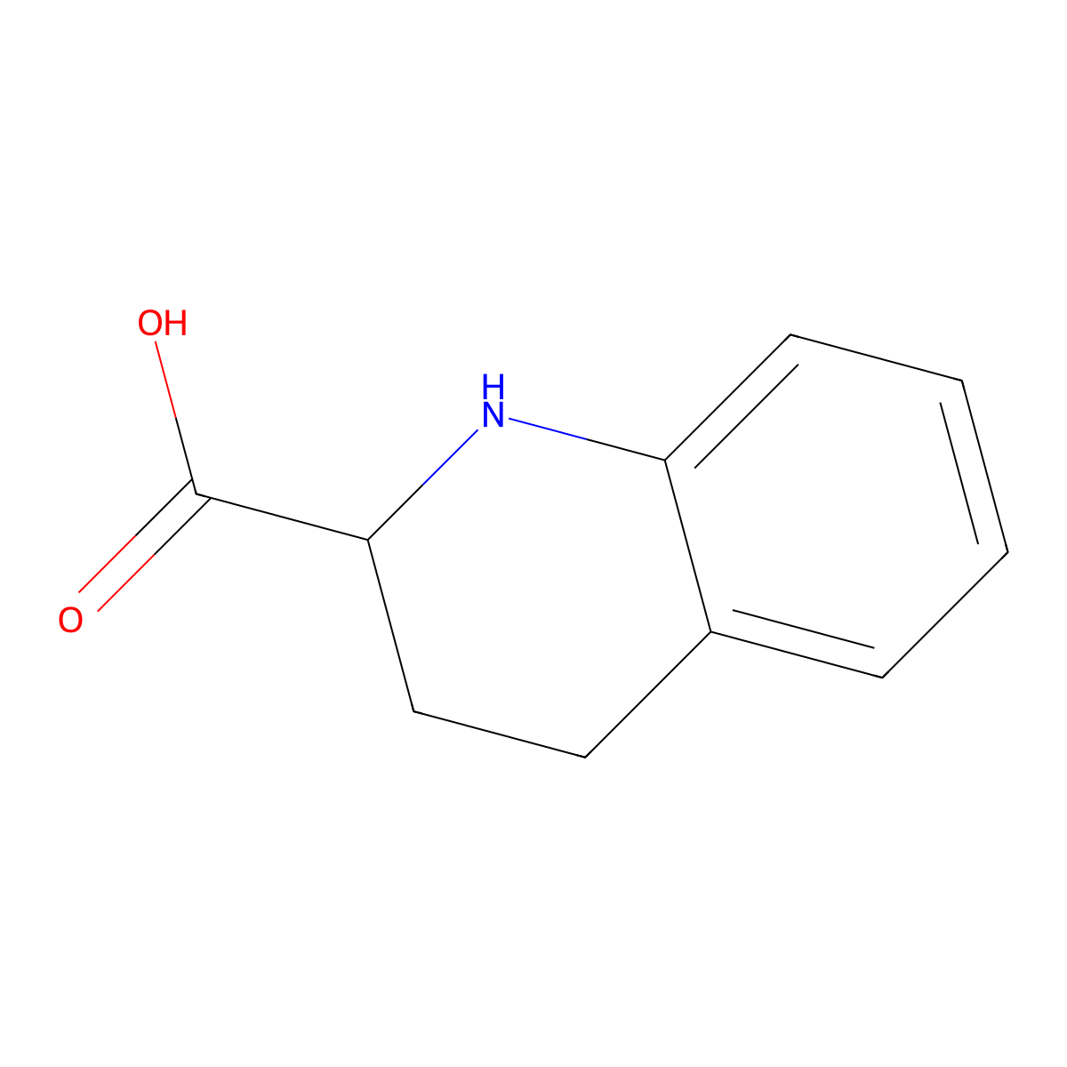 1,2,3,4-Tetrahydroquinoline-2-carboxylic acid molecular structure, CAS 46185-24-4